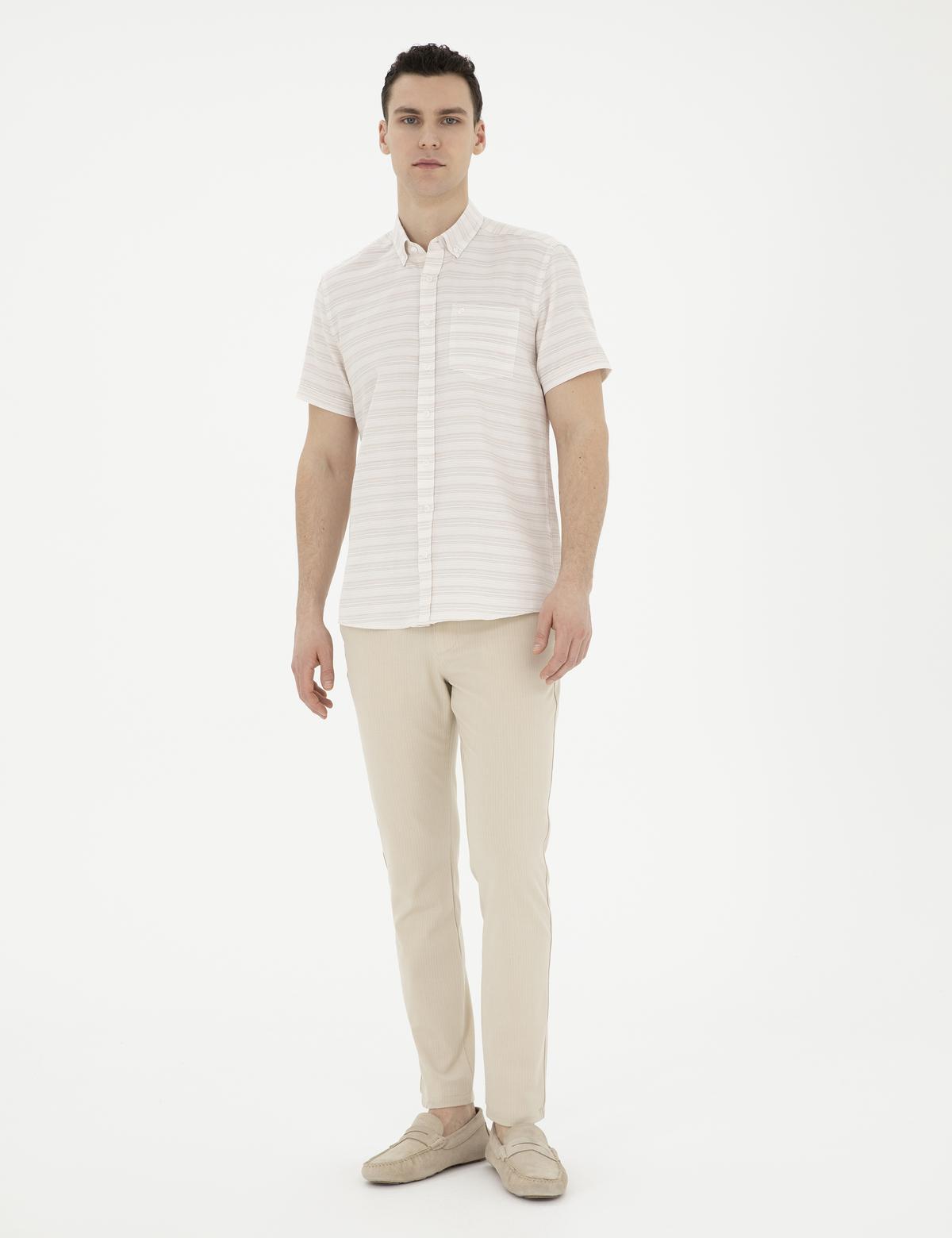 Bej Regular Fit Kısa Kollu Gömlek - 50289412008