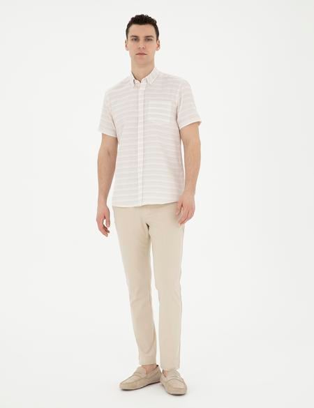 Bej Regular Fit Kısa Kollu Gömlek - 50289412008