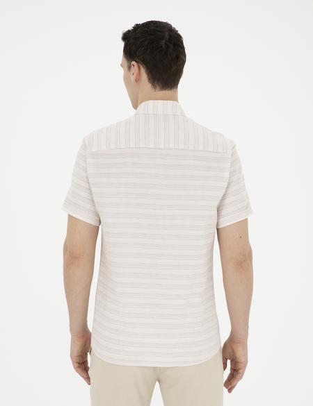 Bej Regular Fit Kısa Kollu Gömlek - 50289412008