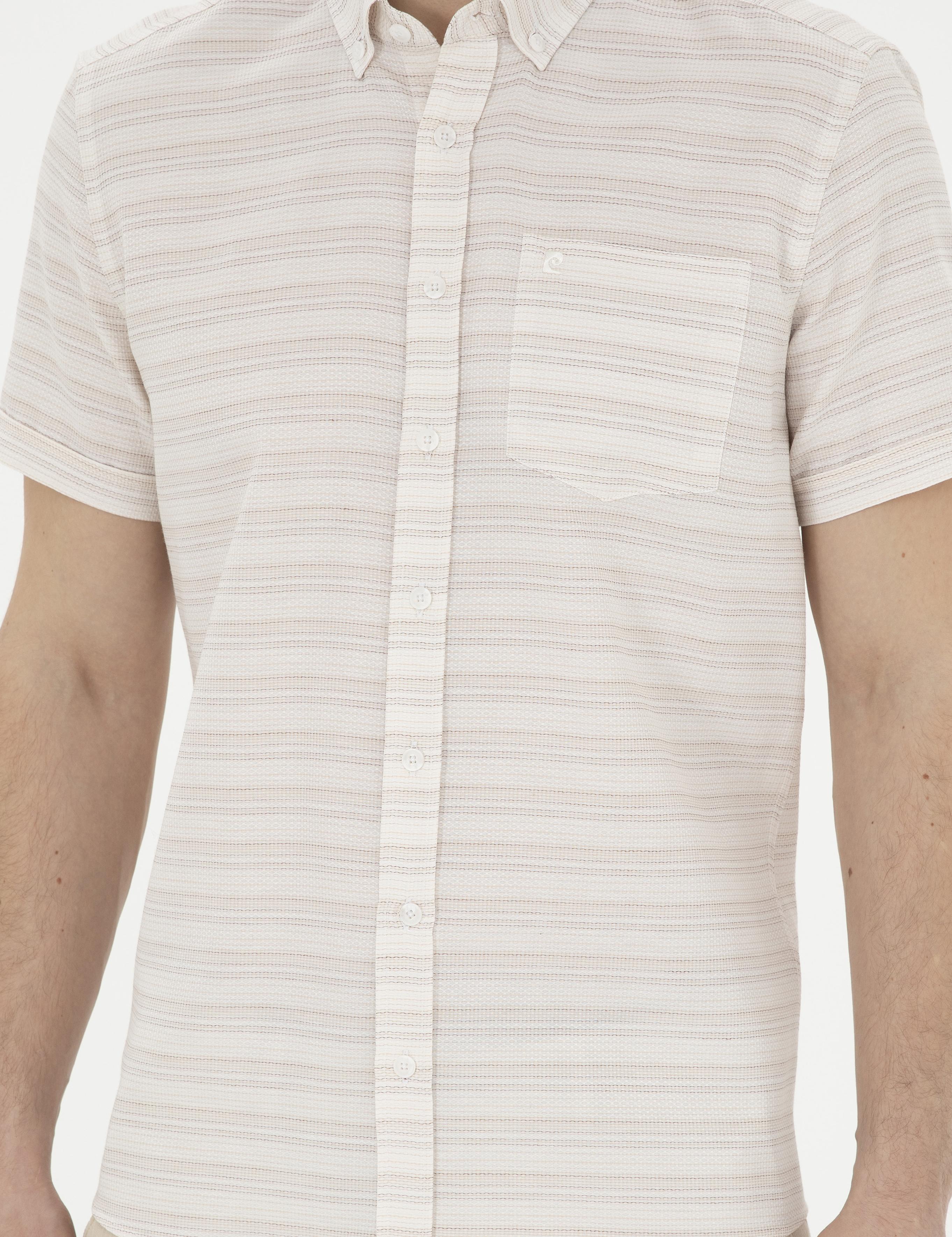 Bej Regular Fit Kısa Kollu Gömlek