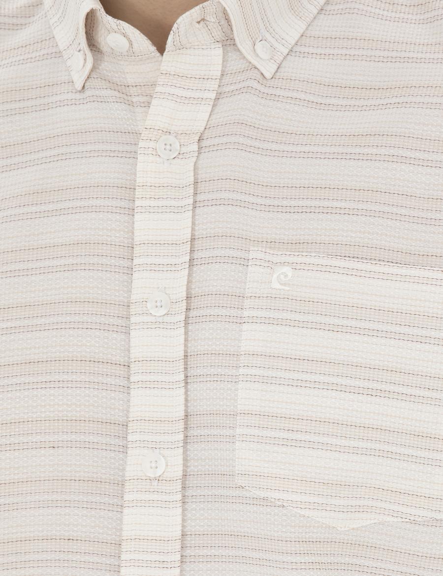 Bej Regular Fit Kısa Kollu Gömlek