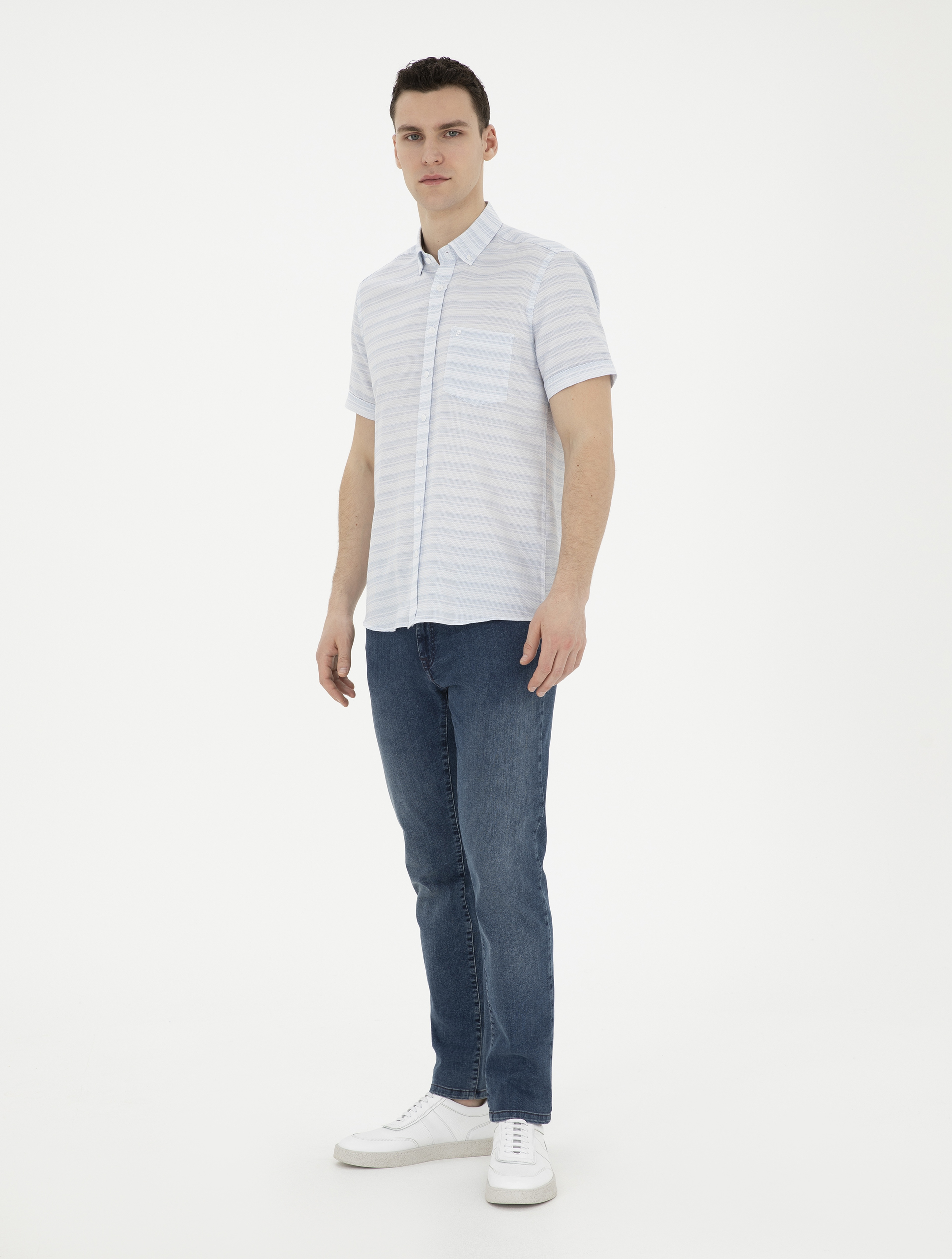 Açık Mavi Regular Fit Kısa Kollu Gömlek - Image 4