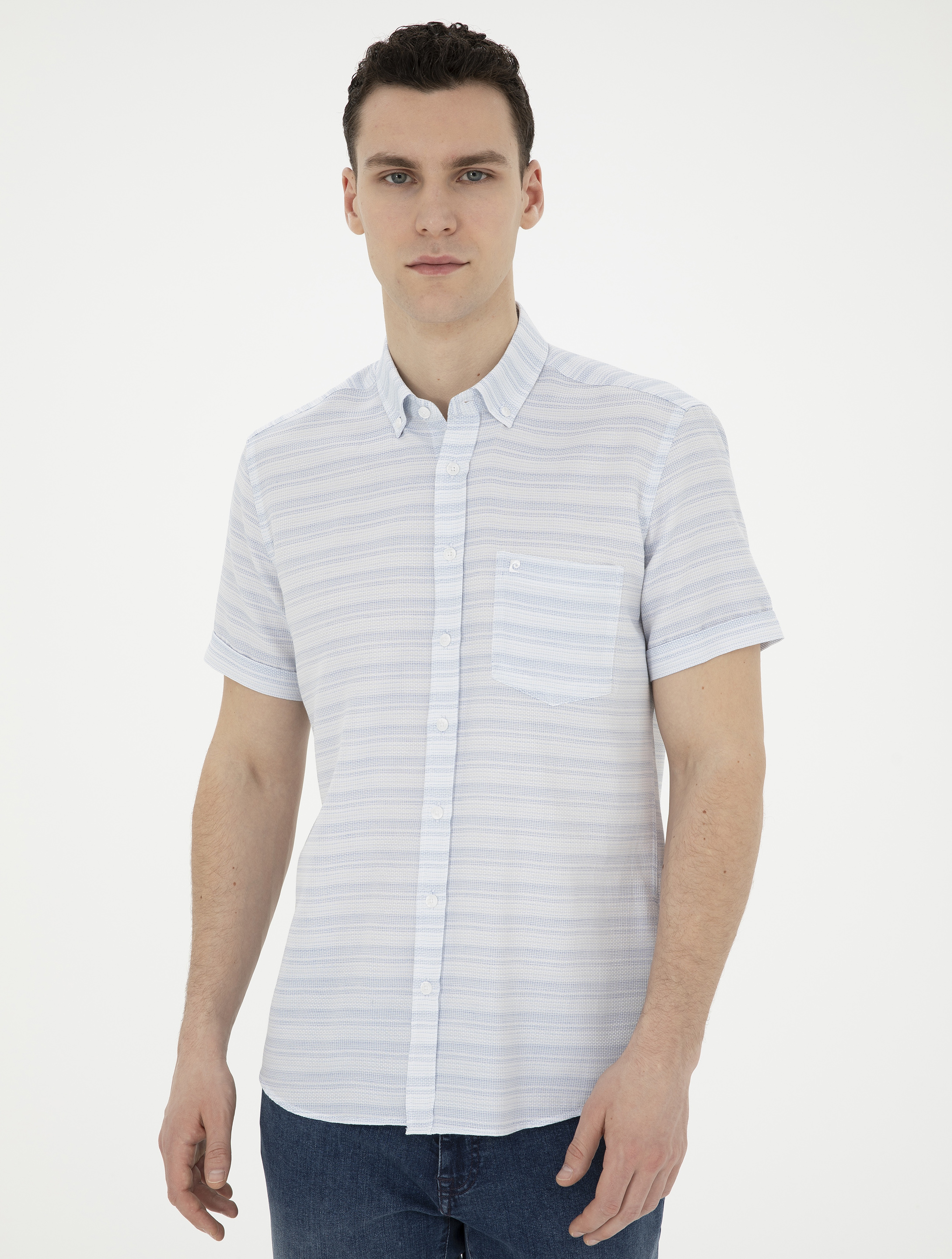 Açık Mavi Regular Fit Kısa Kollu Gömlek - Image 3