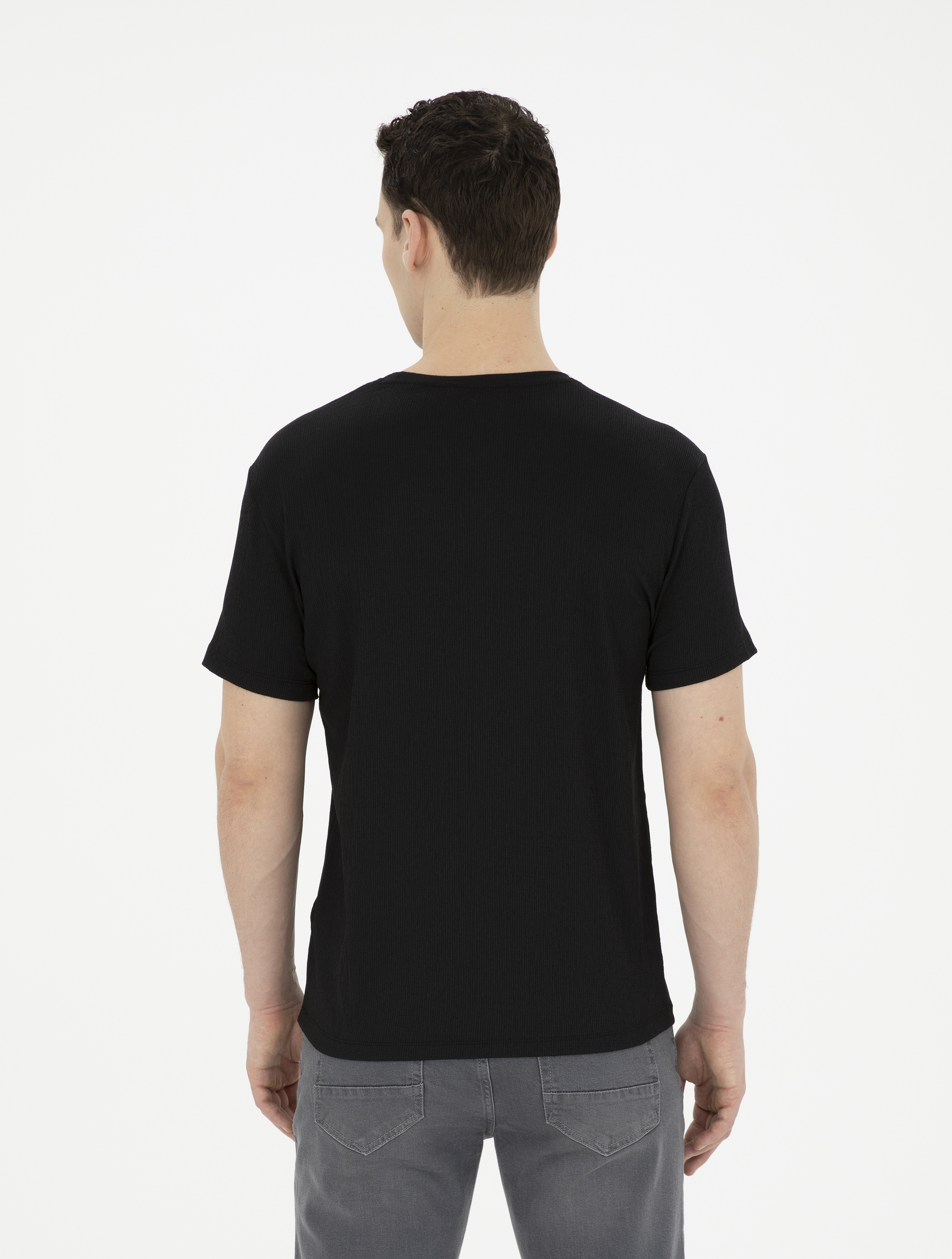 Siyah Slim Fit Tişört - Image 5