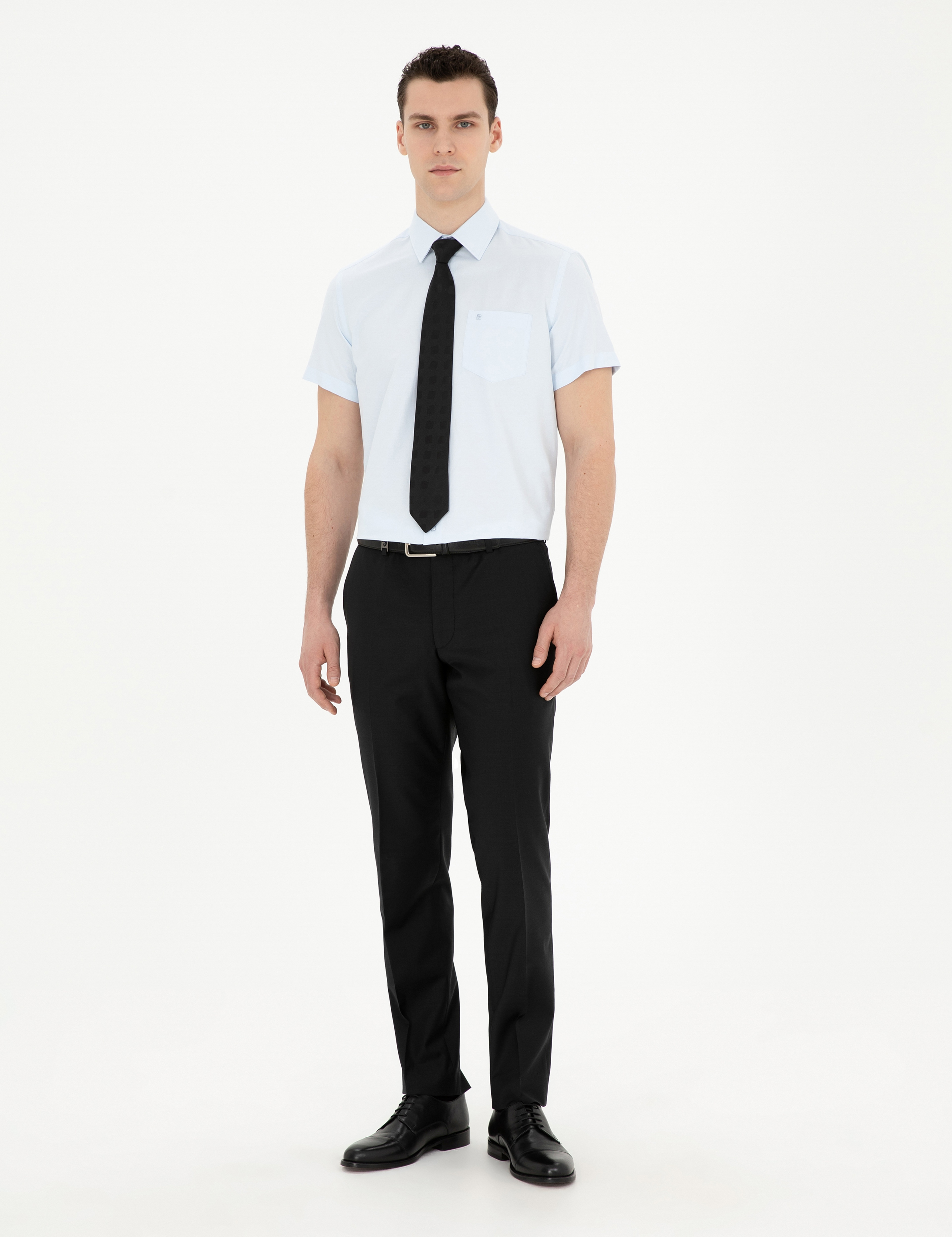 Açık Mavi Regular Fit Uzun Kollu Basic Gömlek - Image 4
