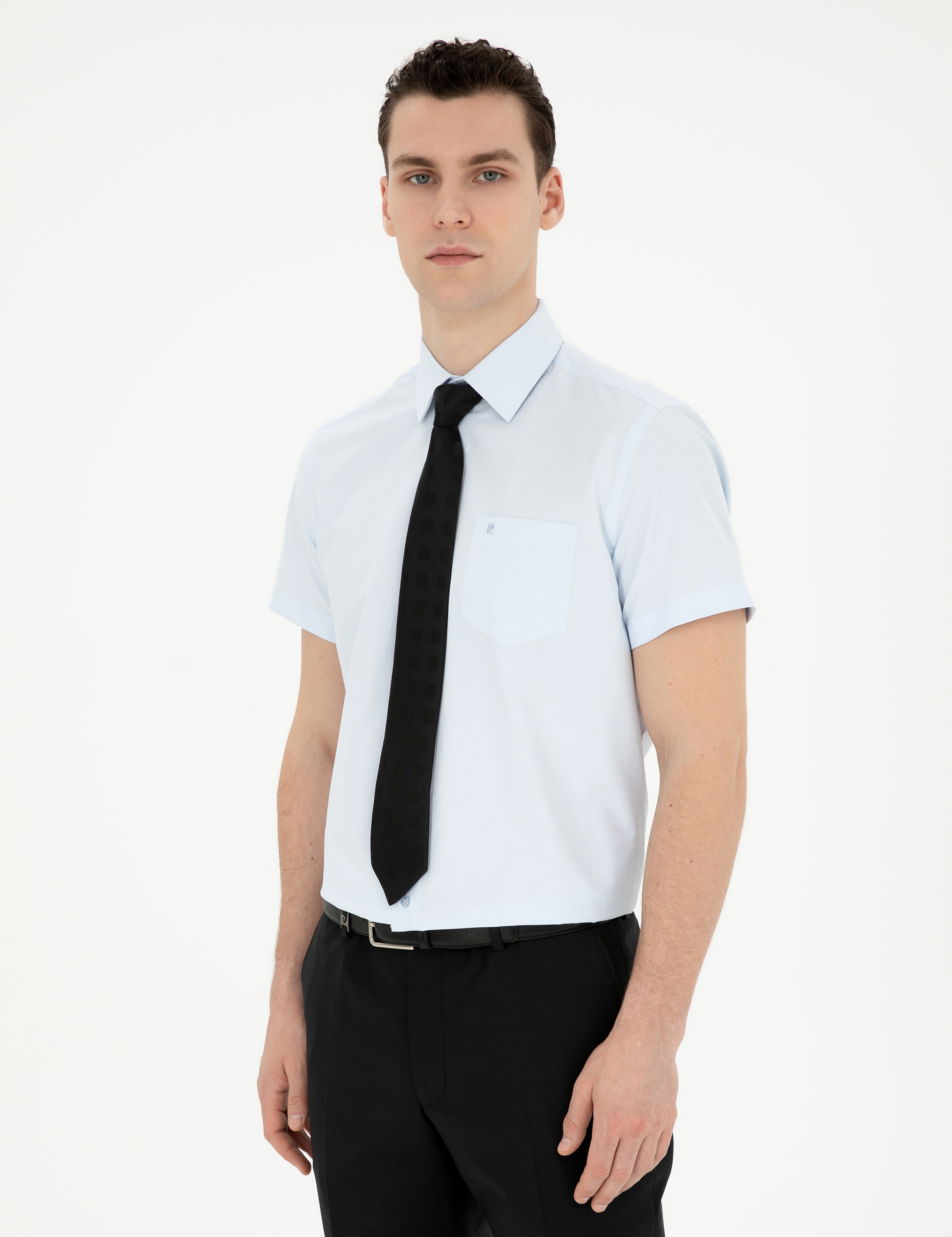 Açık Mavi Regular Fit Uzun Kollu Basic Gömlek - Image 3
