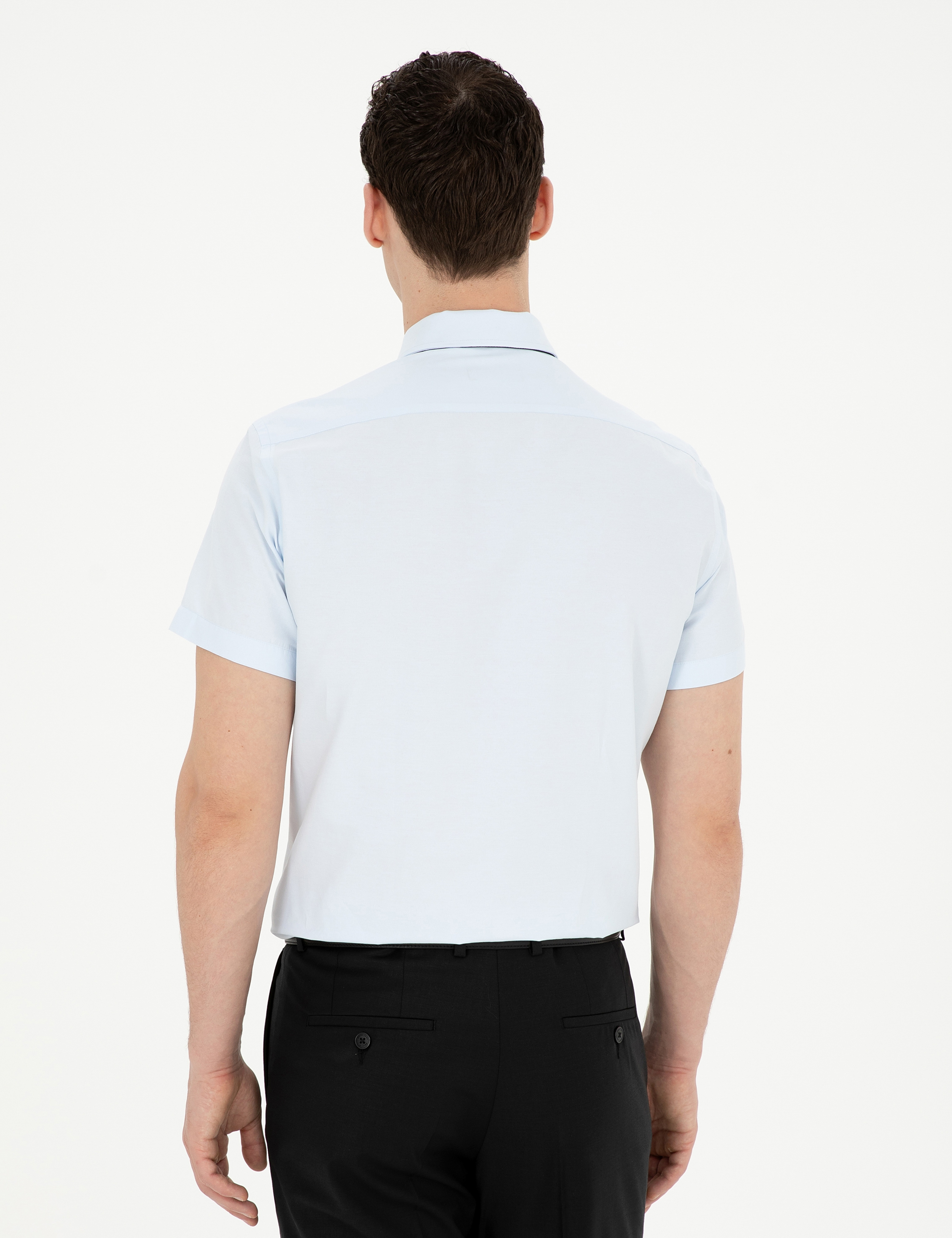 Açık Mavi Regular Fit Uzun Kollu Basic Gömlek - Image 5
