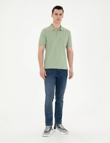 Yeşil Slim Fit Basic Tişört