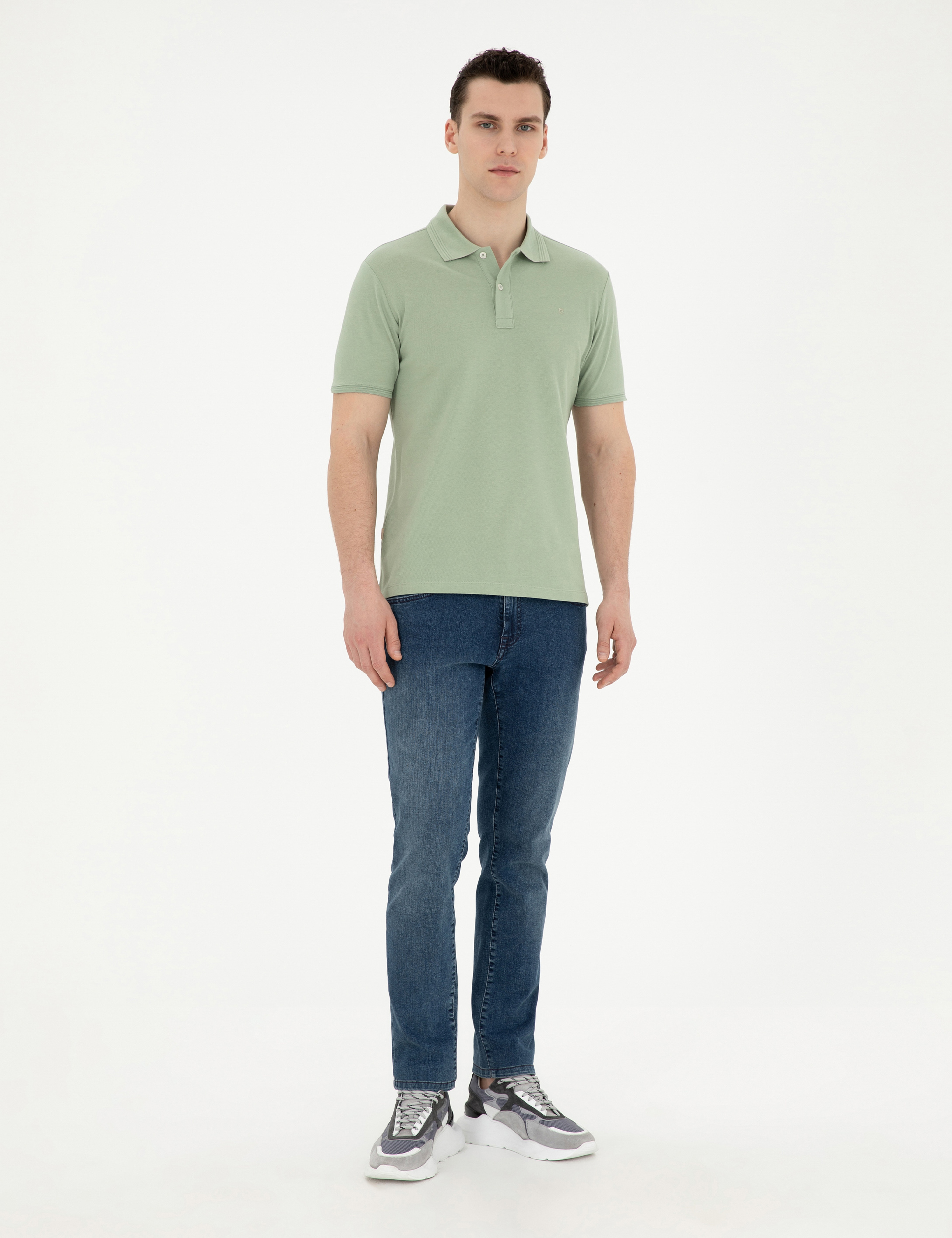 Yeşil Slim Fit Basic Tişört