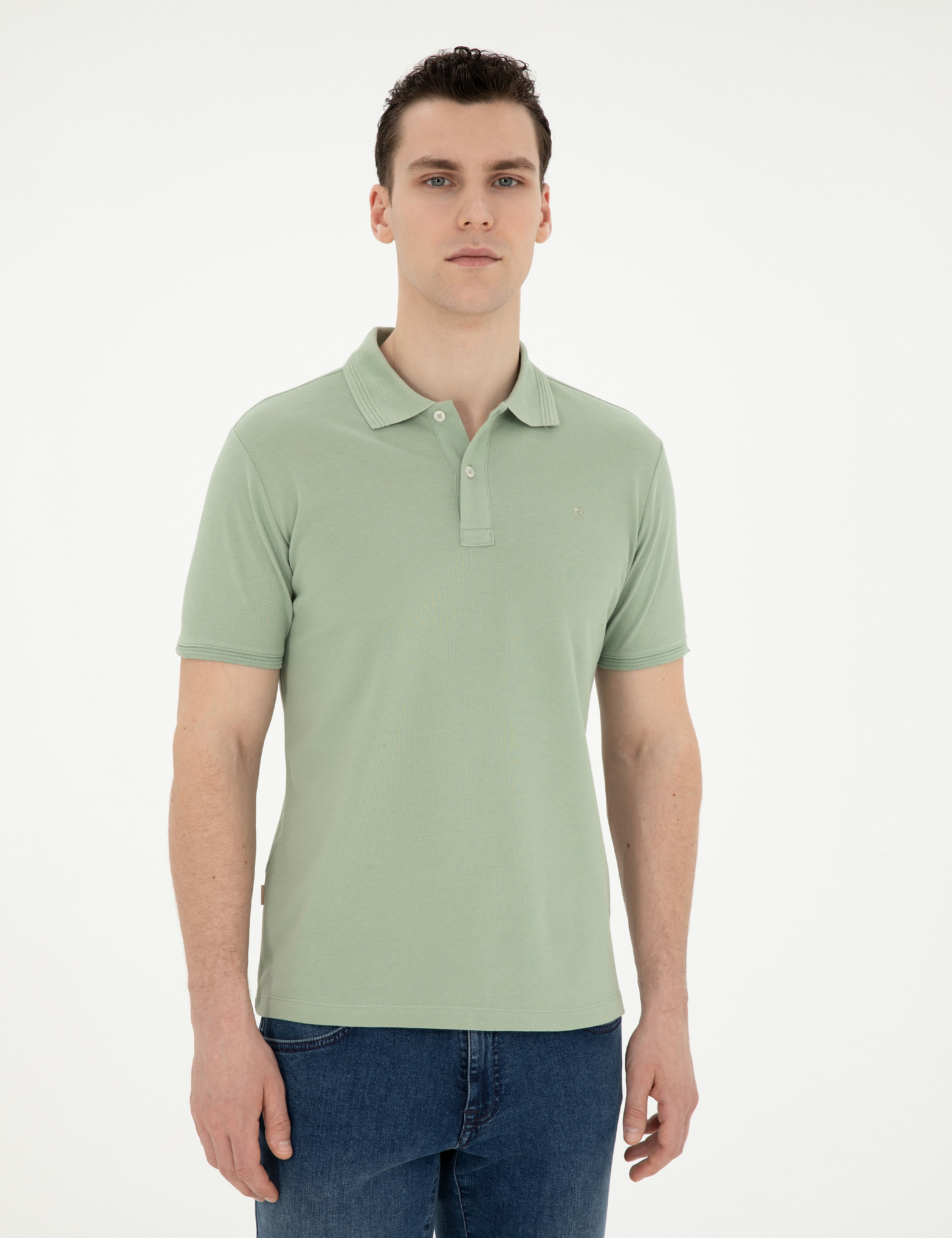 Yeşil Slim Fit Basic Tişört - Image 3