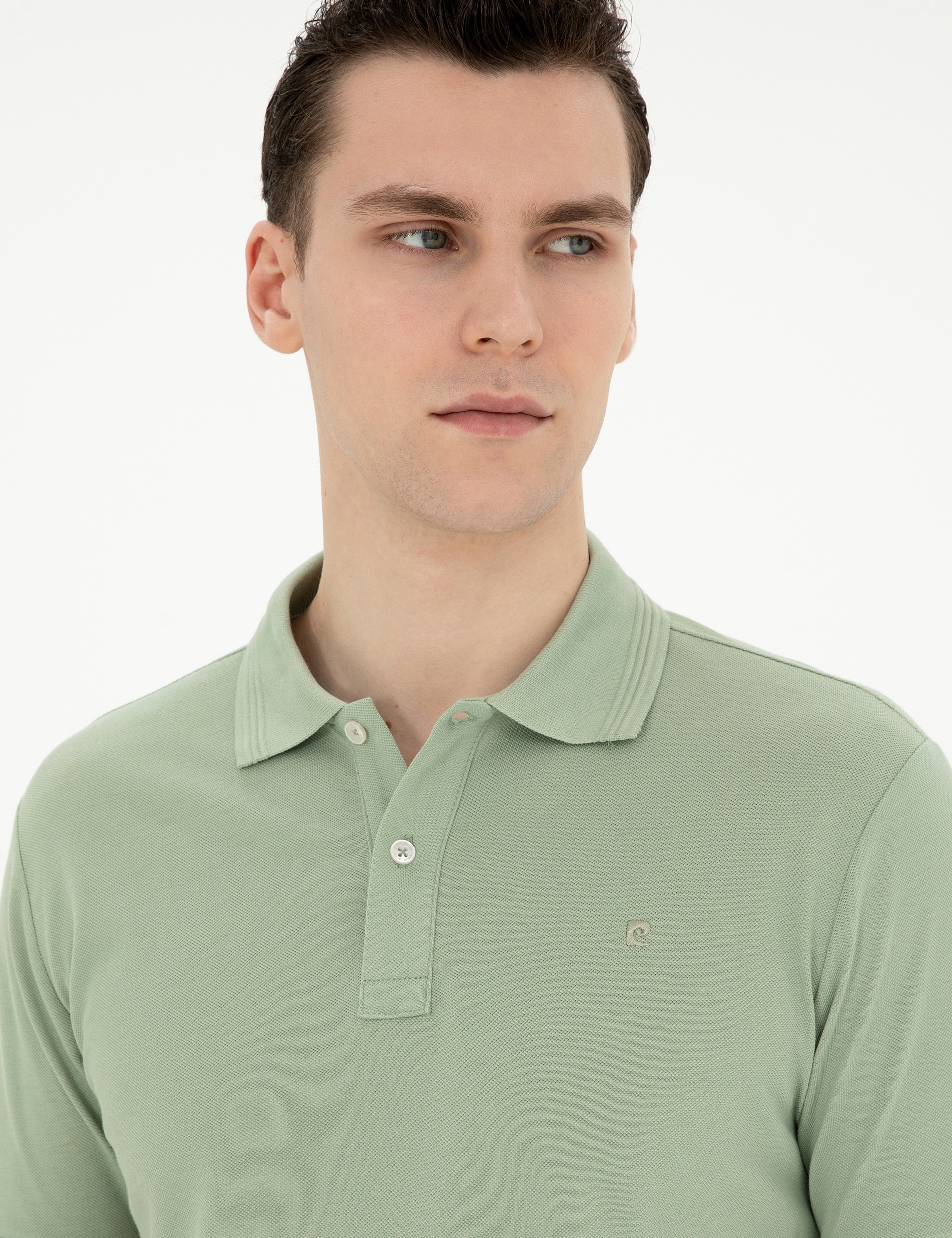 Yeşil Slim Fit Basic Tişört - Image 2