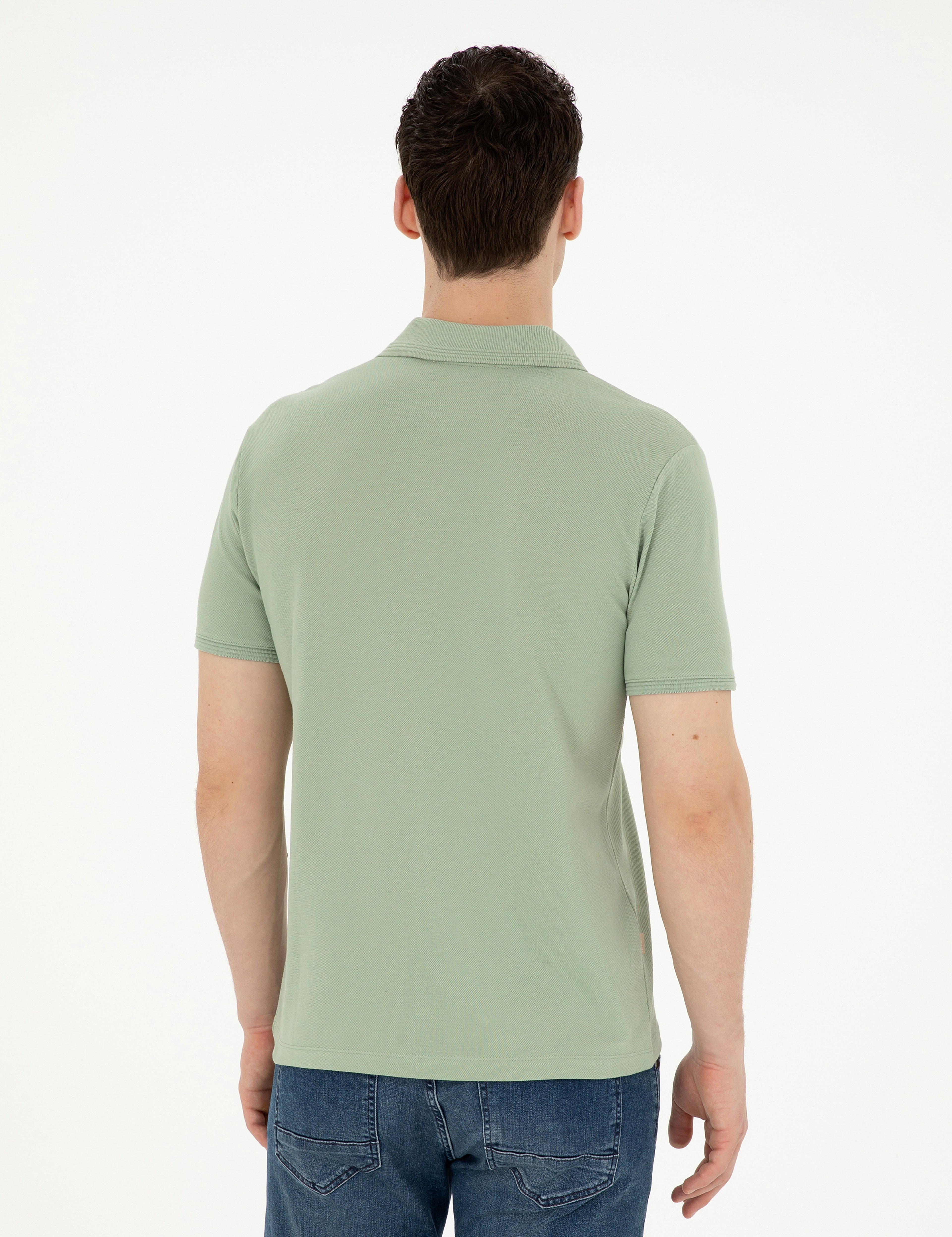 Yeşil Slim Fit Basic Tişört - Image 5