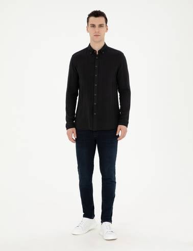 Siyah Regular Fit Uzun Kollu Gömlek