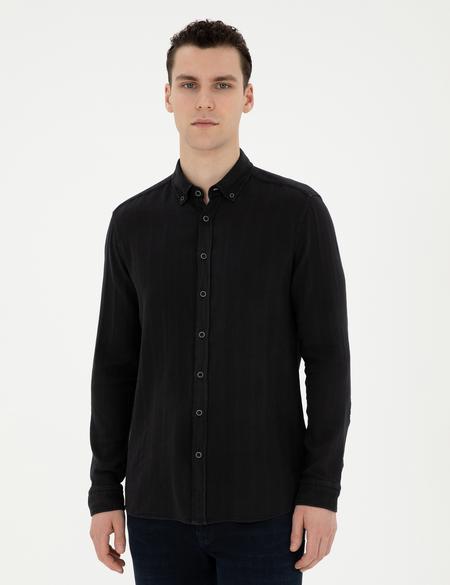Siyah Regular Fit Uzun Kollu Gömlek - 50284407009