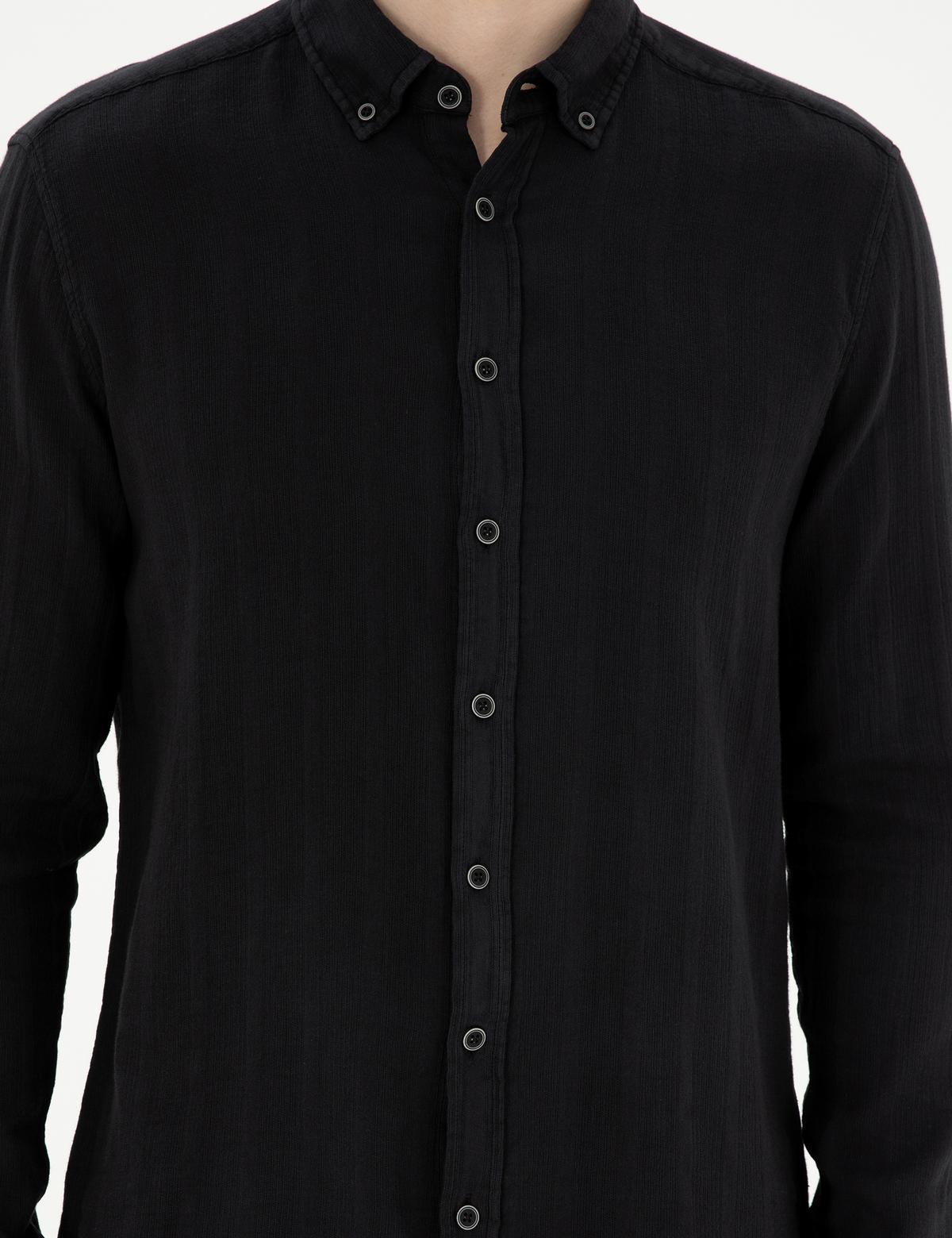 Siyah Regular Fit Uzun Kollu Gömlek - 50284407009