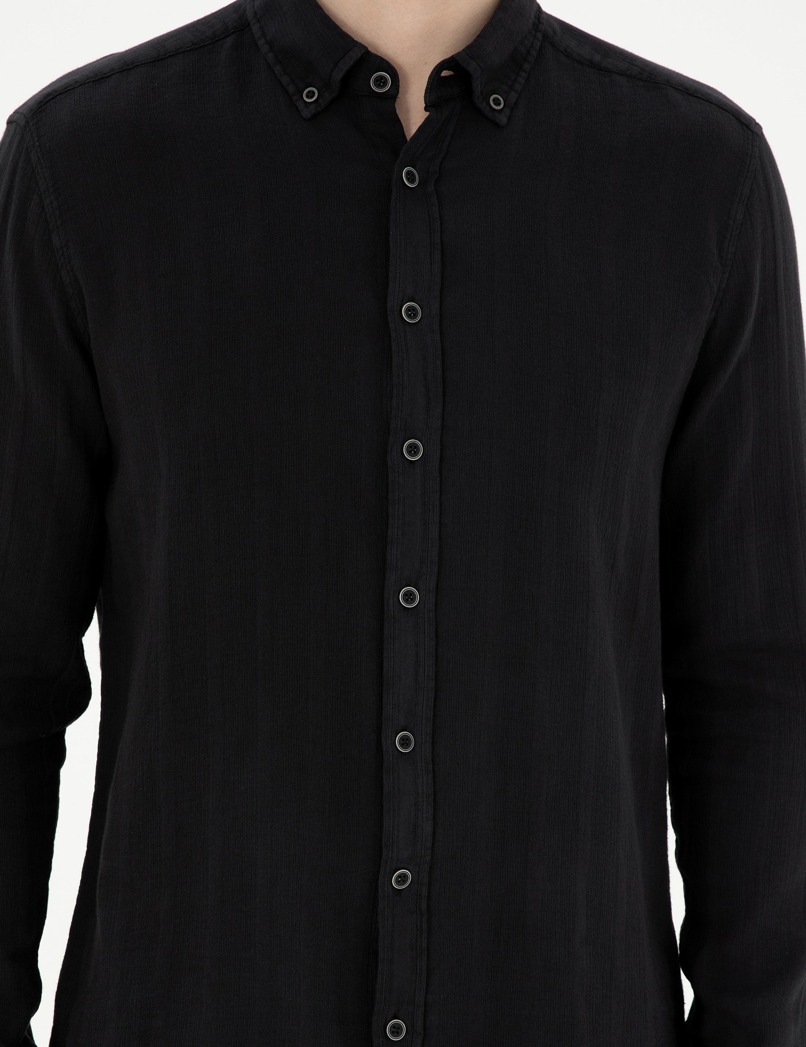 Siyah Regular Fit Uzun Kollu Gömlek