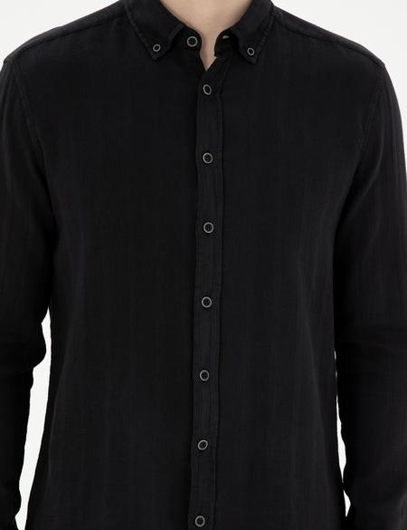 Siyah Regular Fit Uzun Kollu Gömlek - 50284407009