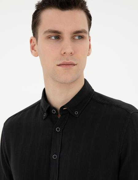 Siyah Regular Fit Uzun Kollu Gömlek - 50284407009