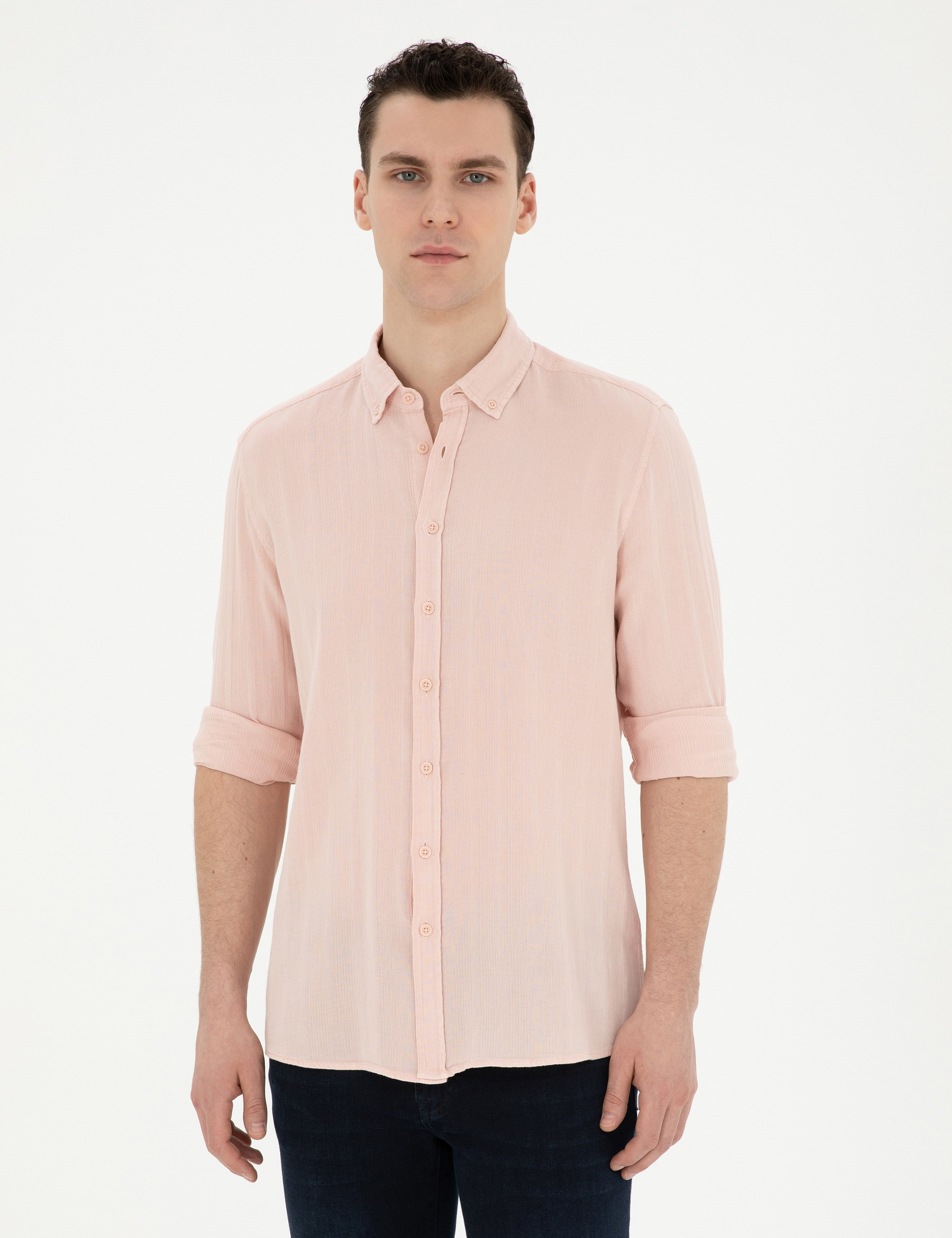 Açık Pembe Regular Fit Uzun Kollu Gömlek - Image 1