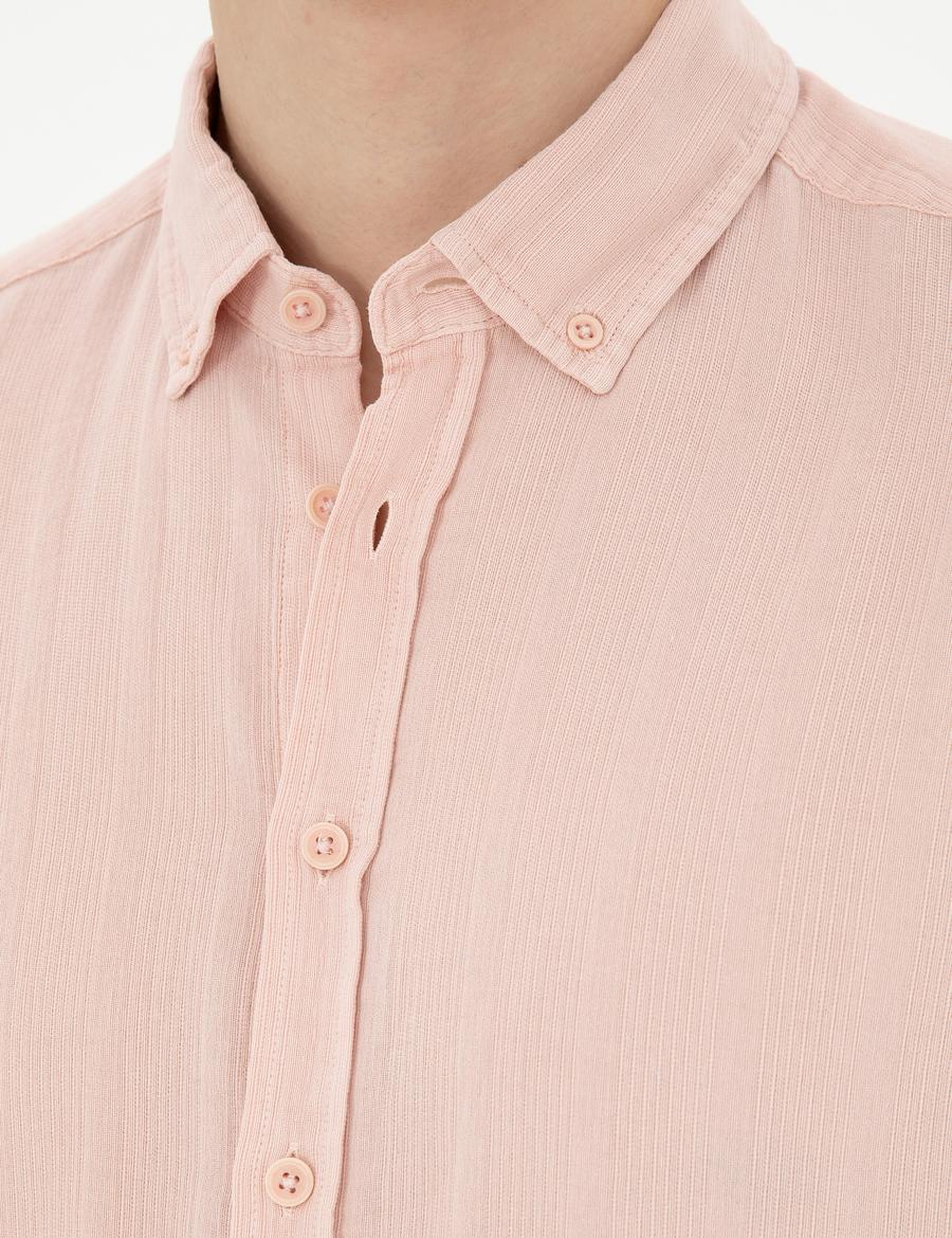 Açık Pembe Regular Fit Uzun Kollu Gömlek