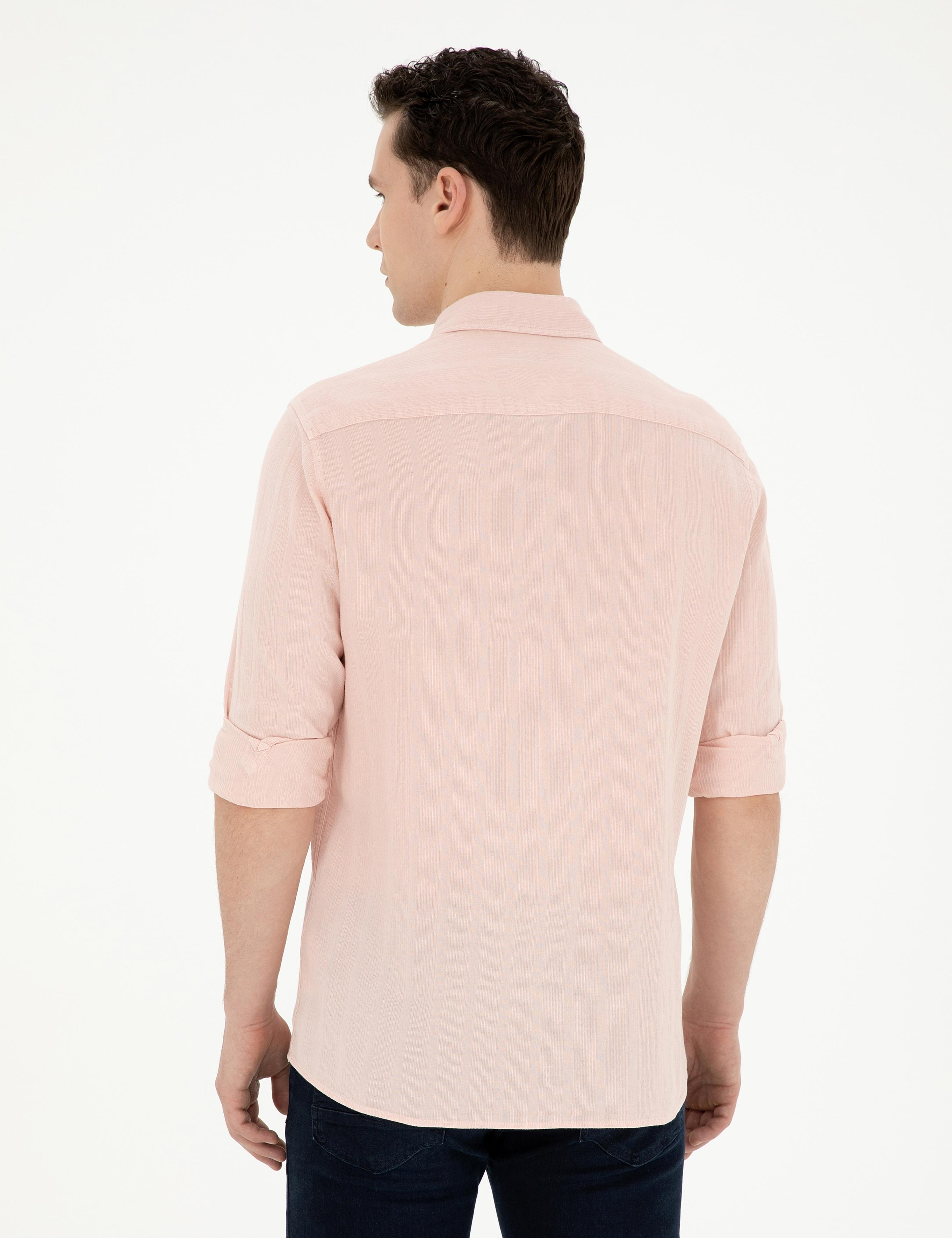 Açık Pembe Regular Fit Uzun Kollu Gömlek