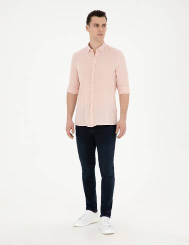 Açık Pembe Regular Fit Uzun Kollu Gömlek