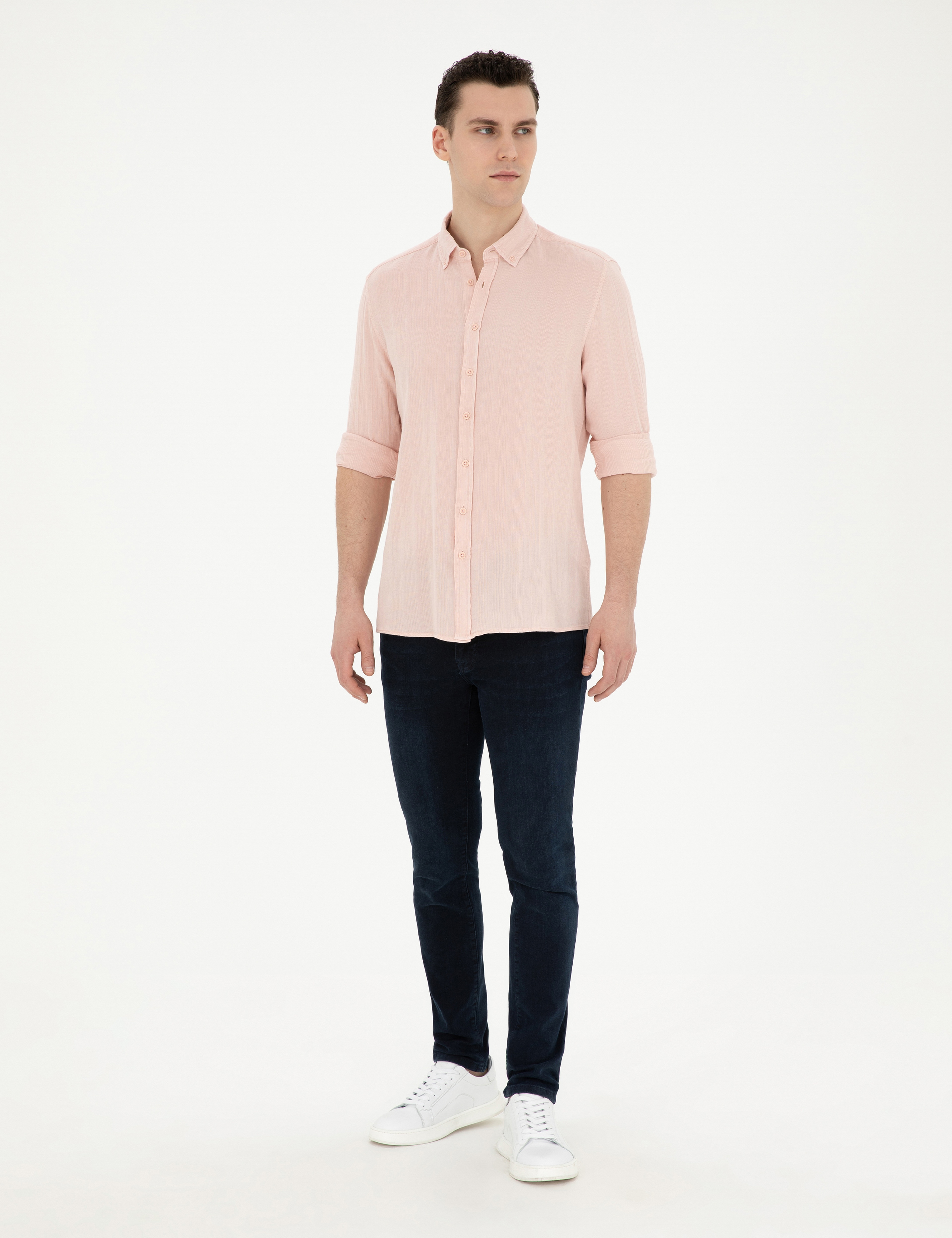Açık Pembe Regular Fit Uzun Kollu Gömlek