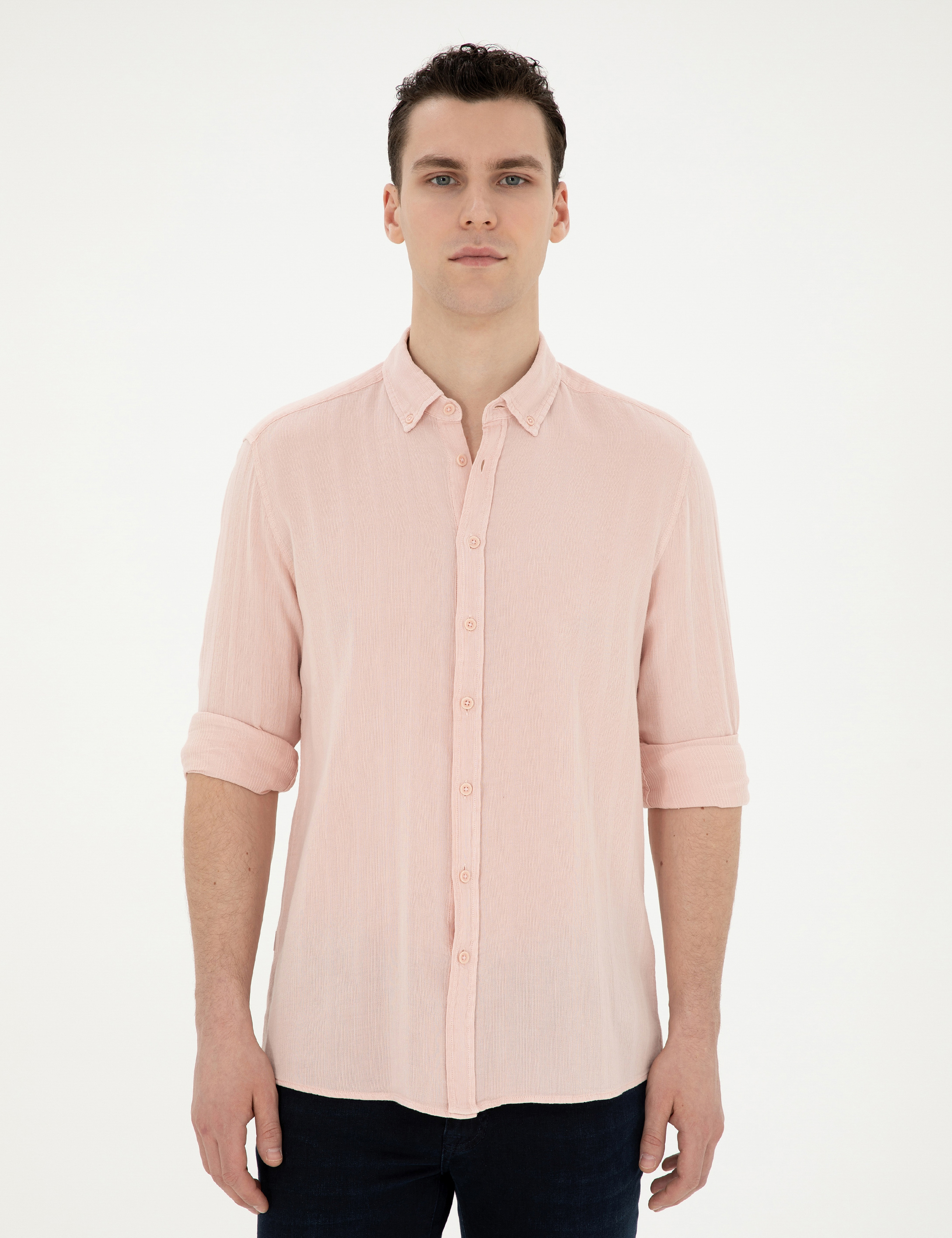 Açık Pembe Regular Fit Uzun Kollu Gömlek - Image 3