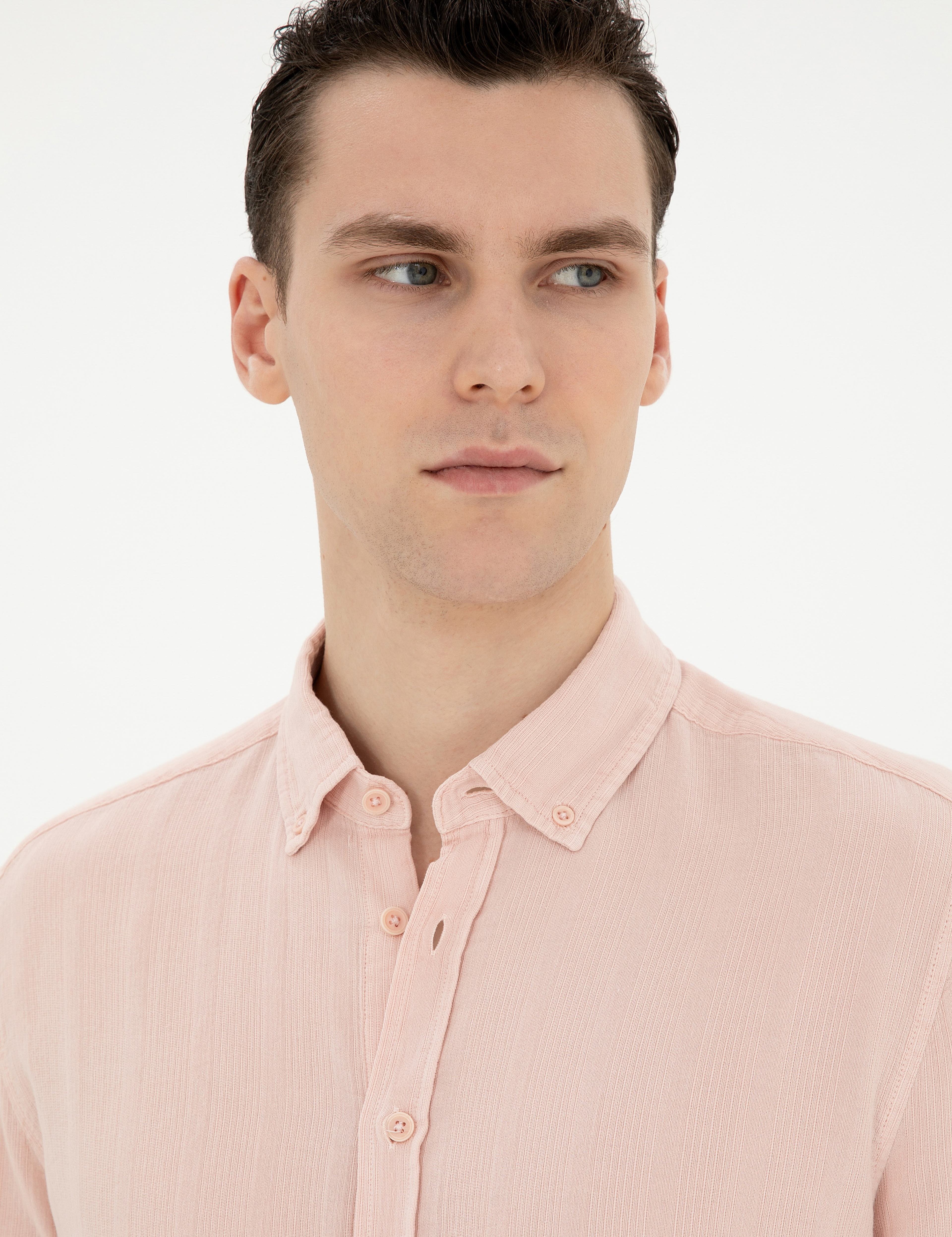 Açık Pembe Regular Fit Uzun Kollu Gömlek - Image 2