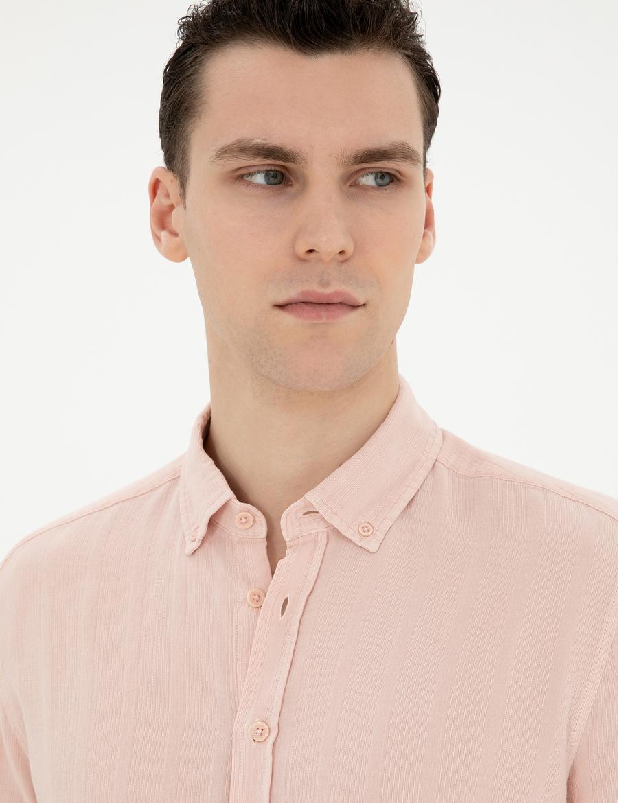 Açık Pembe Regular Fit Uzun Kollu Gömlek