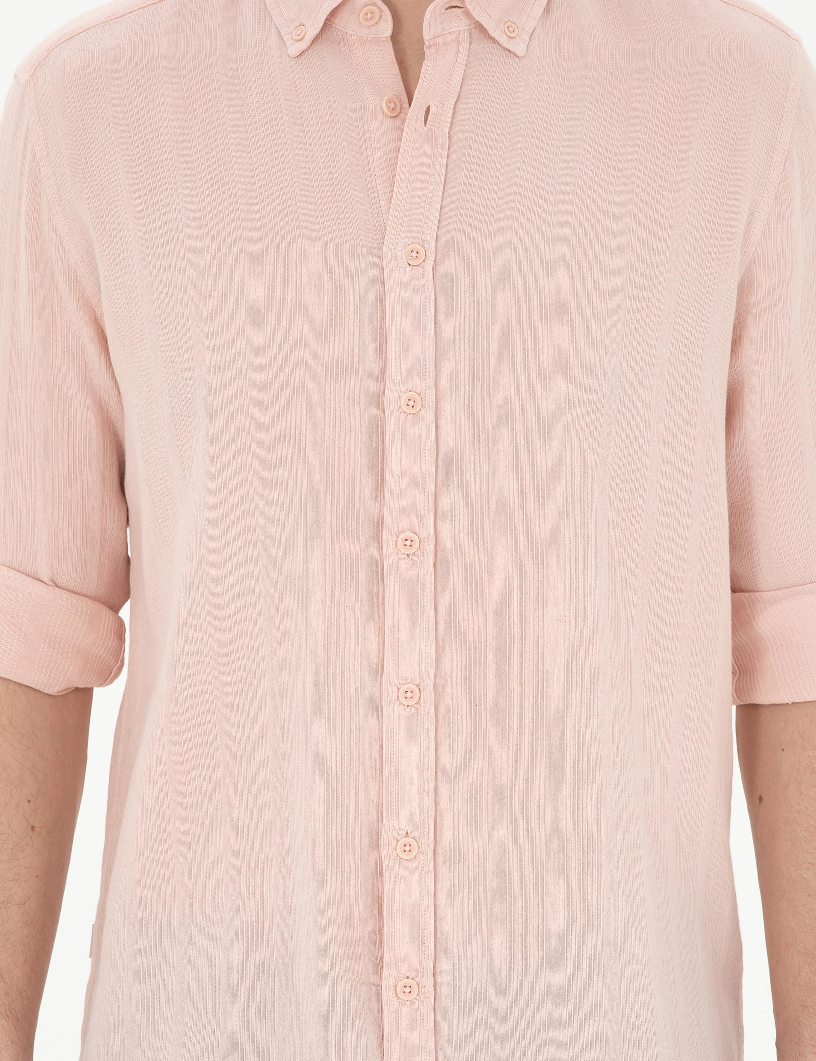 Açık Pembe Regular Fit Uzun Kollu Gömlek