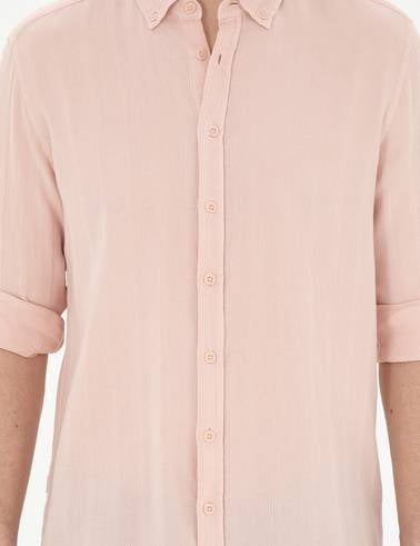 Açık Pembe Regular Fit Uzun Kollu Gömlek