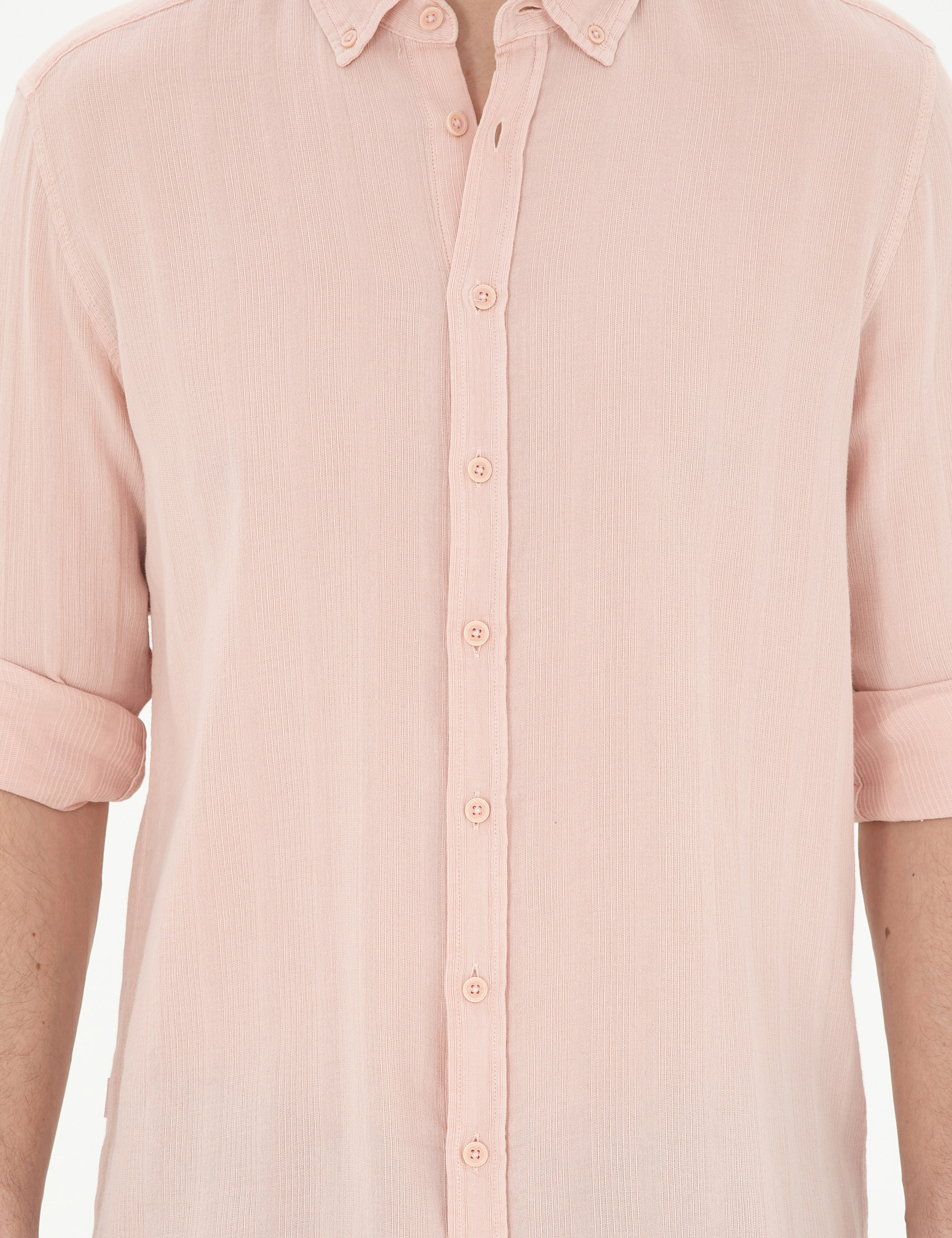 Açık Pembe Regular Fit Uzun Kollu Gömlek - Image 6