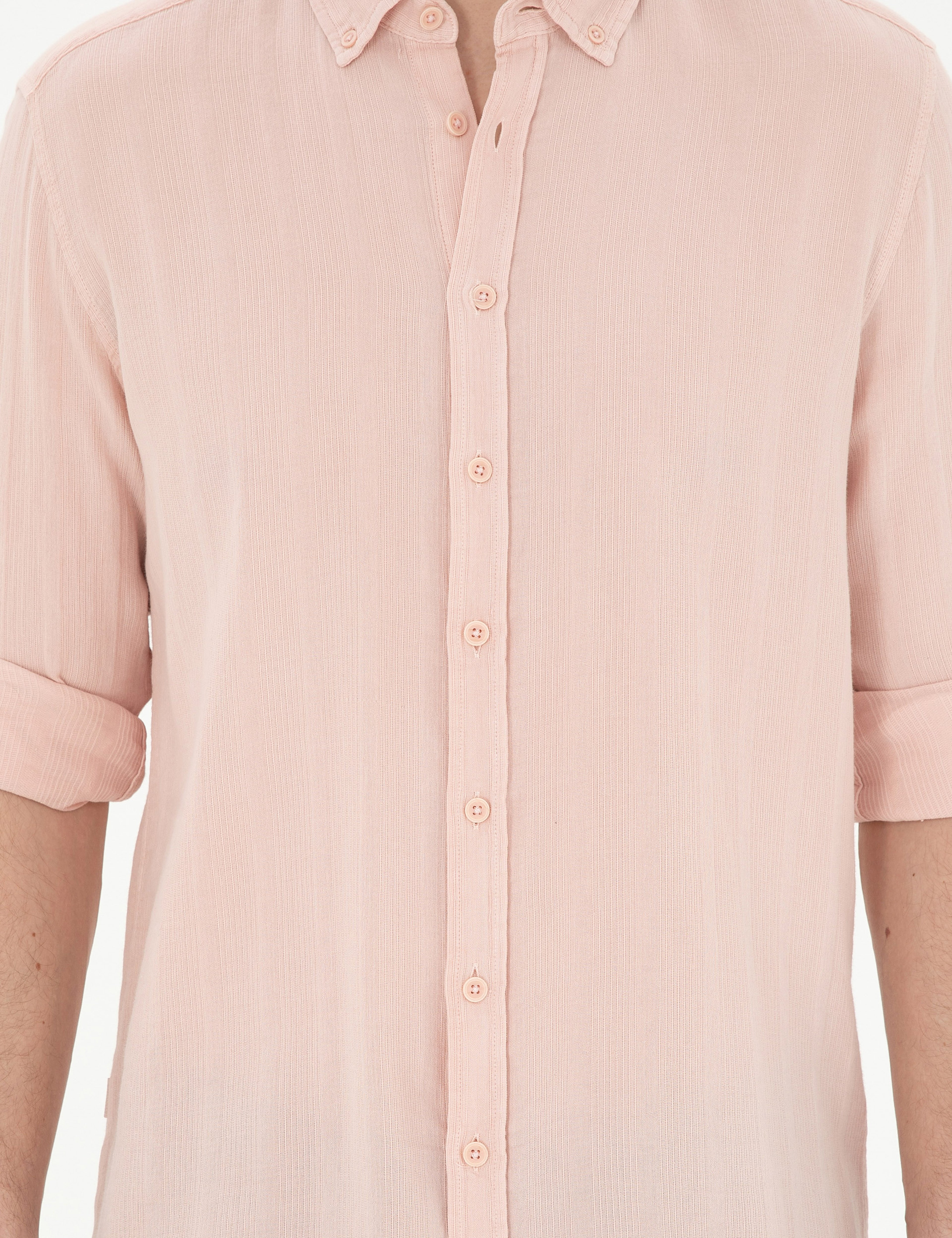 Açık Pembe Regular Fit Uzun Kollu Gömlek