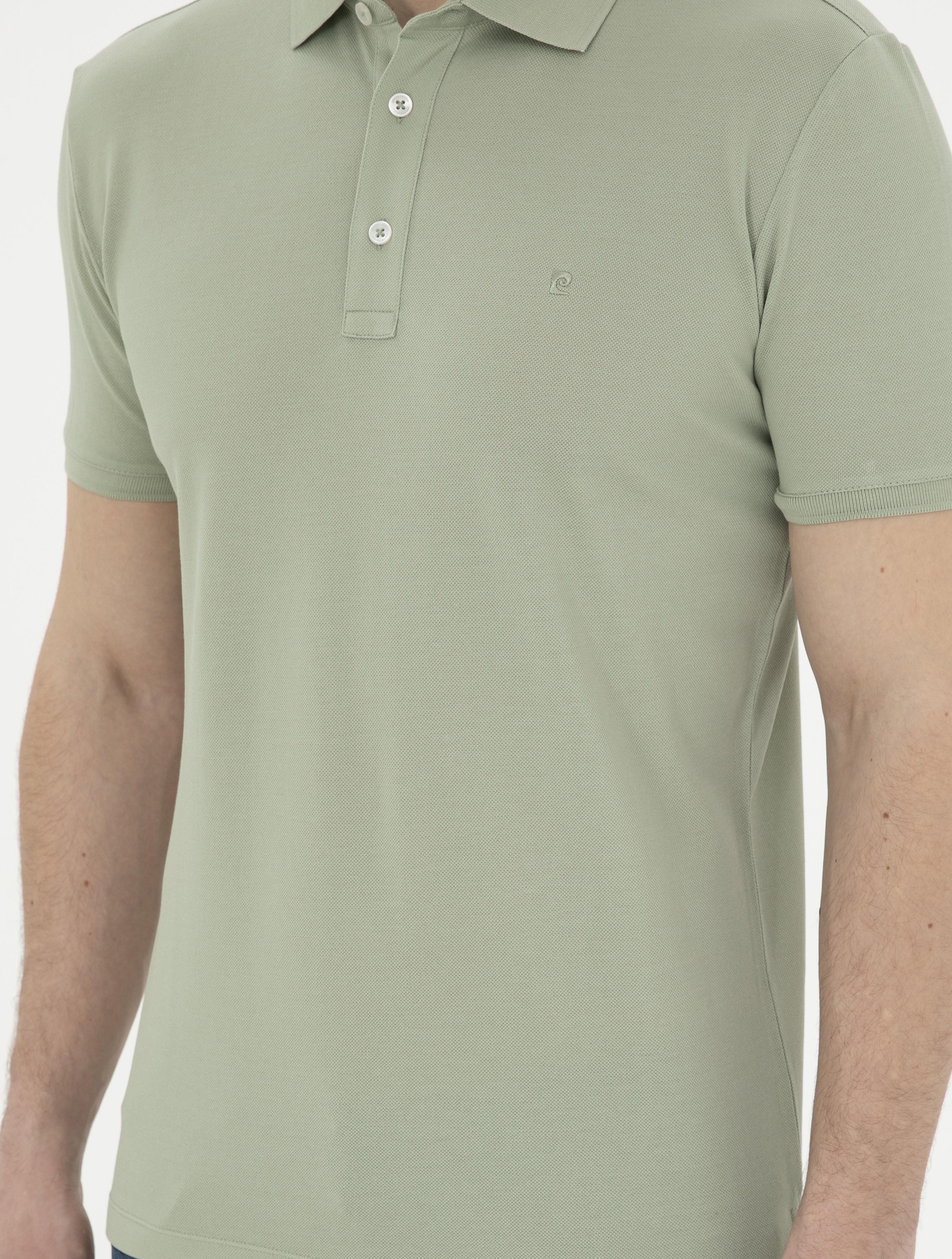 Çağla Yeşili Slim Fit %100 Pamuk Merserize Düğmeli Polo Yaka Basic Tişört - Image 6