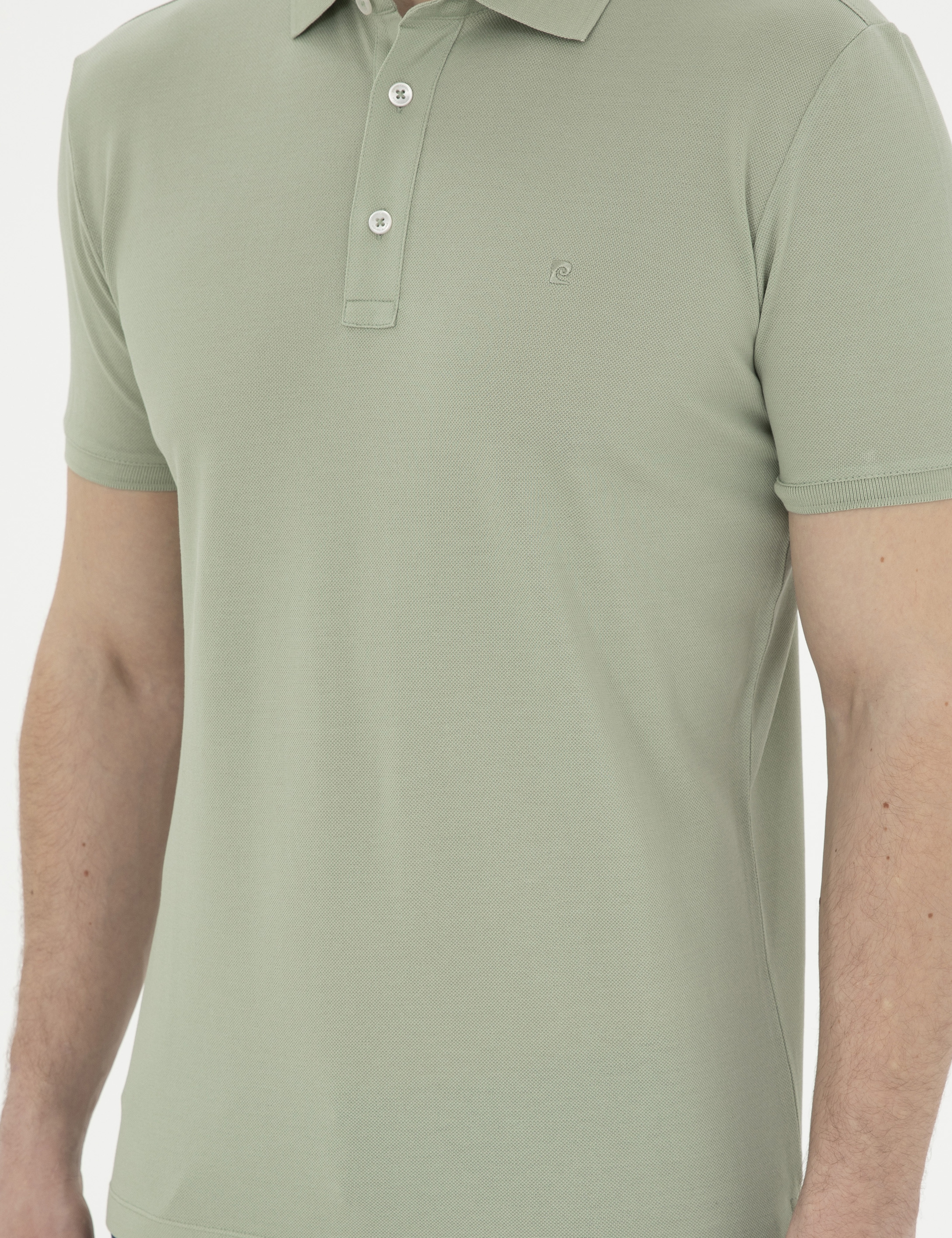 Çağla Yeşili Slim Fit %100 Pamuk Merserize Düğmeli Polo Yaka Basic Tişört