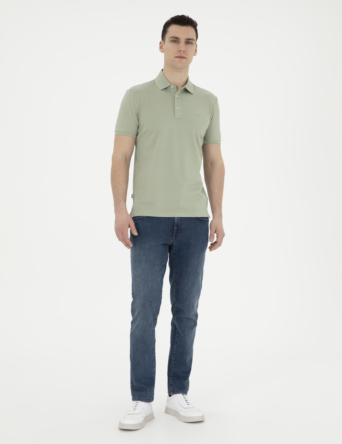 Çağla Yeşili Slim Fit Merserize Tişört - 50288947007