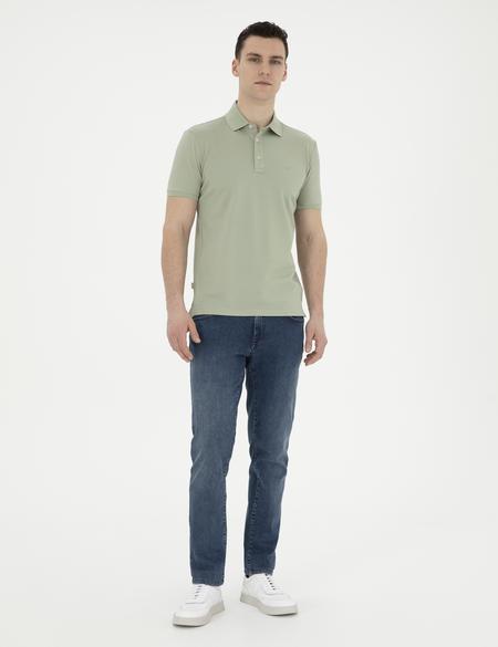 Çağla Yeşili Slim Fit Merserize Tişört - 50288947007