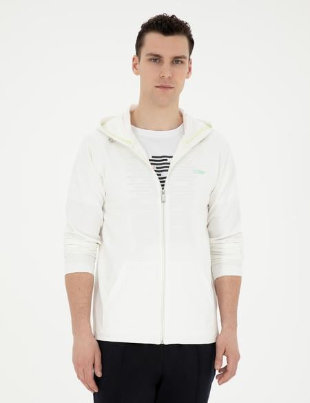 Beyaz Regular Fit Örme Hırka - 50285410015