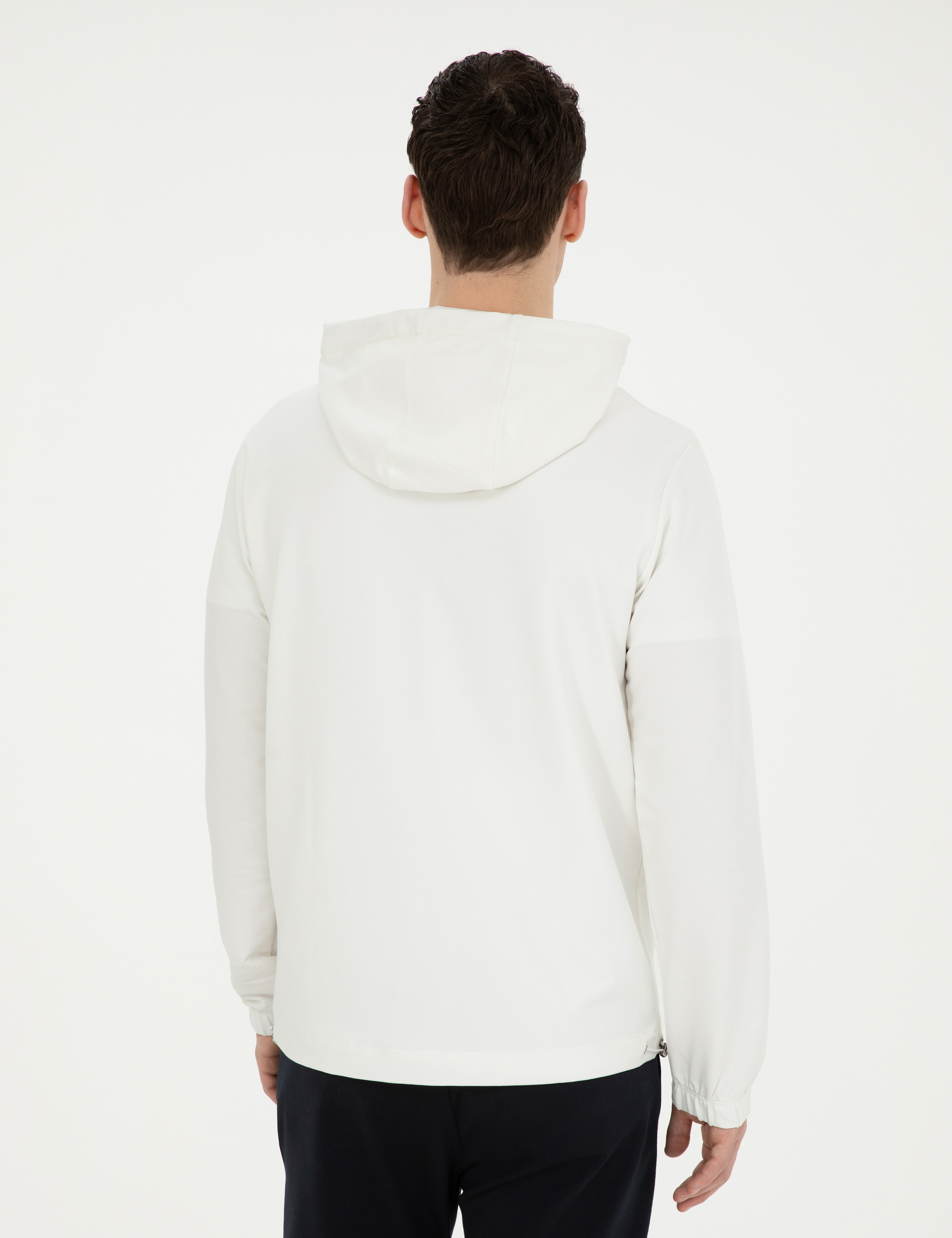Beyaz Regular Fit Örme Hırka - Image 5