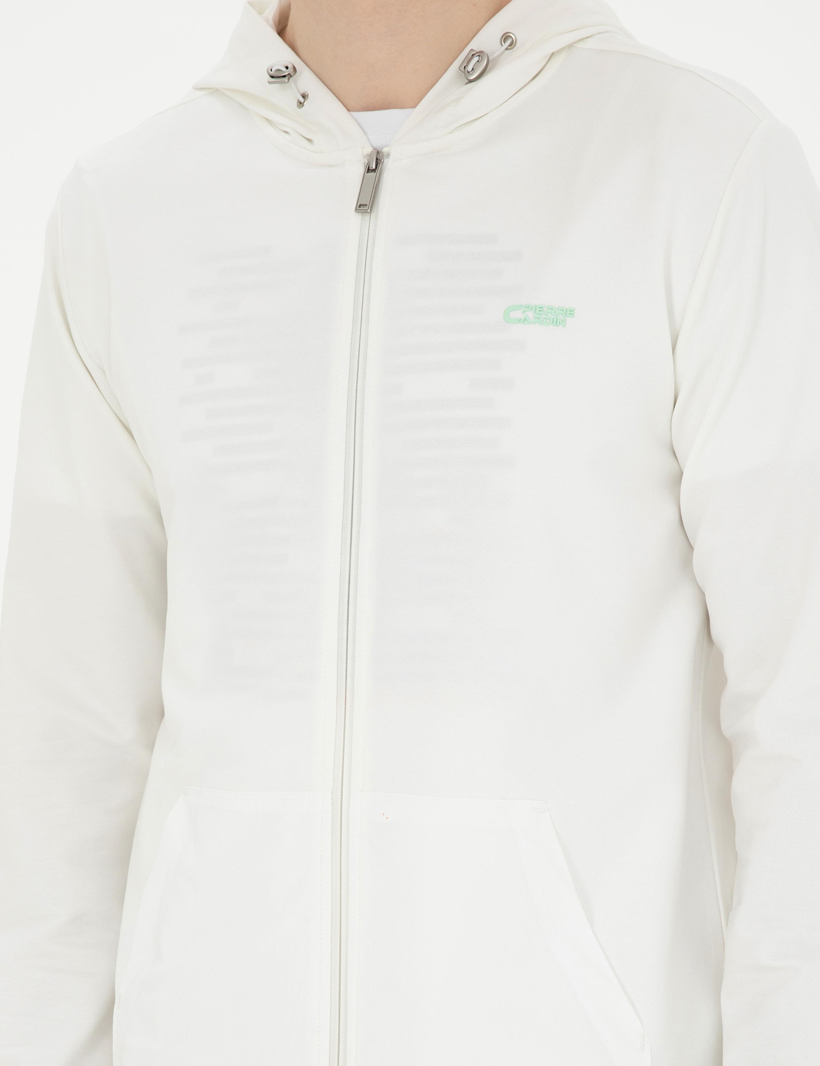 Beyaz Regular Fit Örme Hırka