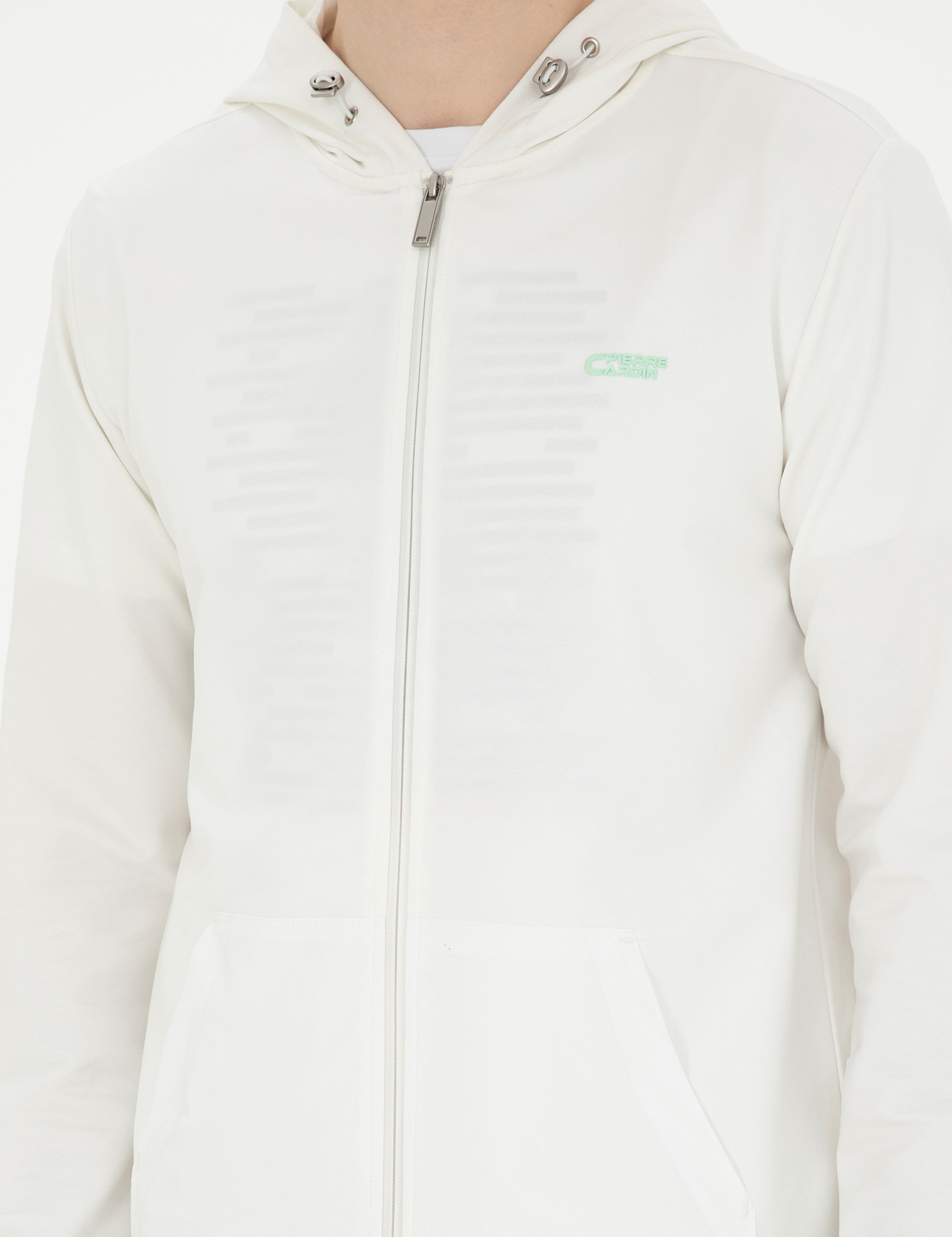 Beyaz Regular Fit Örme Hırka - Image 6