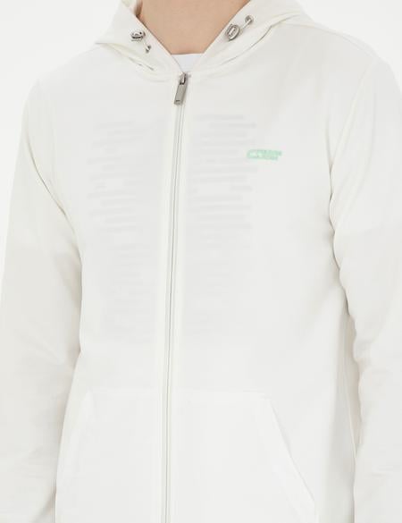 Beyaz Regular Fit Örme Hırka - 50285410015