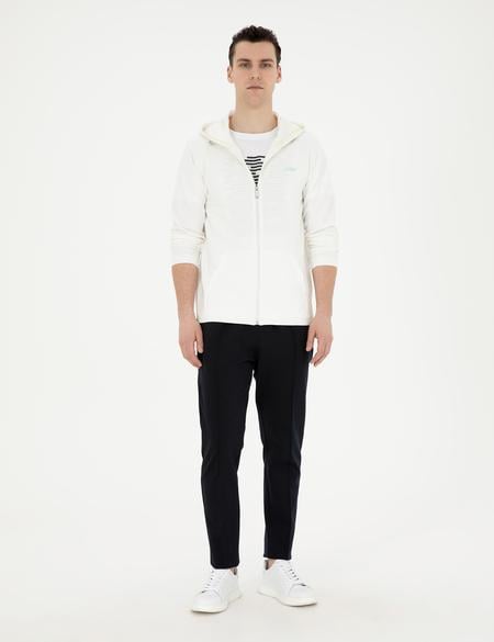 Beyaz Regular Fit Örme Hırka - 50285410015