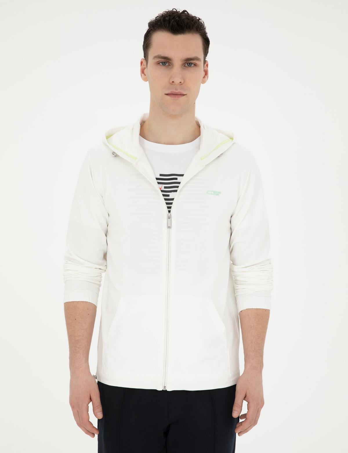 Beyaz Regular Fit Örme Hırka - 50285410015