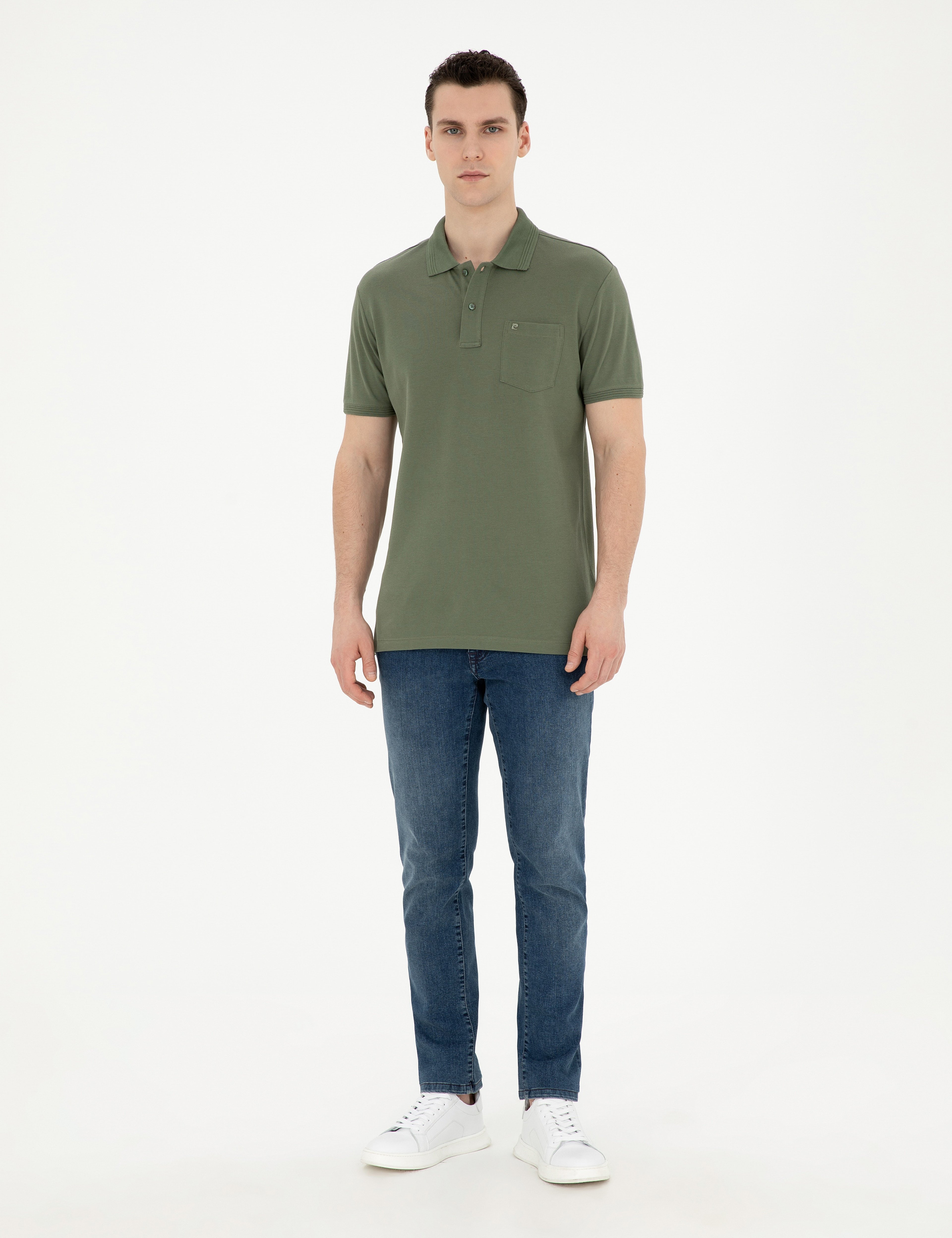 Haki Regular Fit Basic Tişört - Image 4