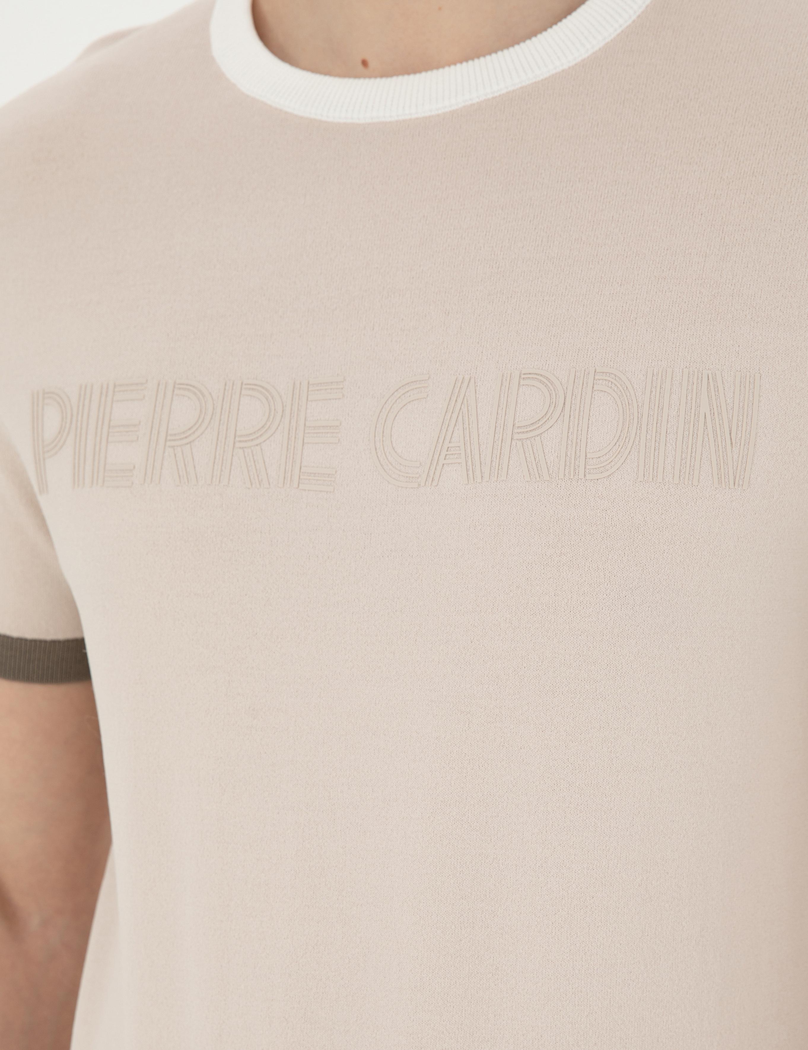 Bej Slim Fit Bisiklet Yaka Triko Tişört