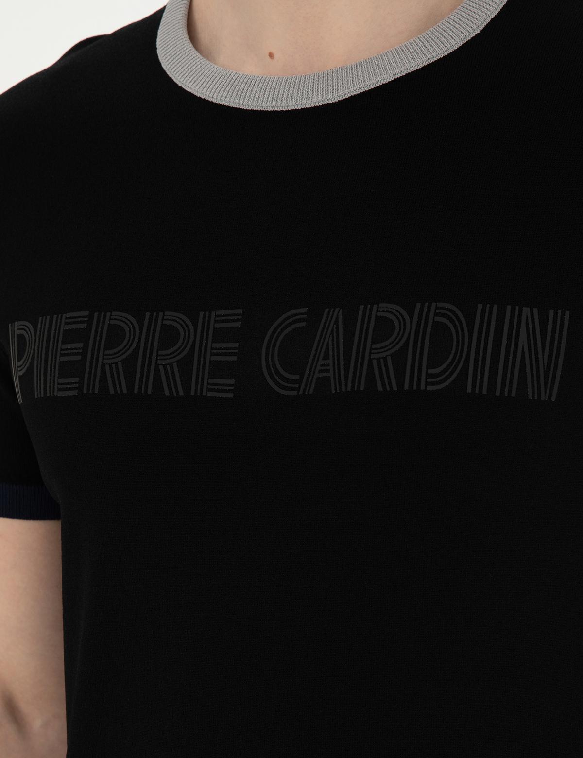 Siyah Slim Fit Bisiklet Yaka Triko Tişört - 50288086027