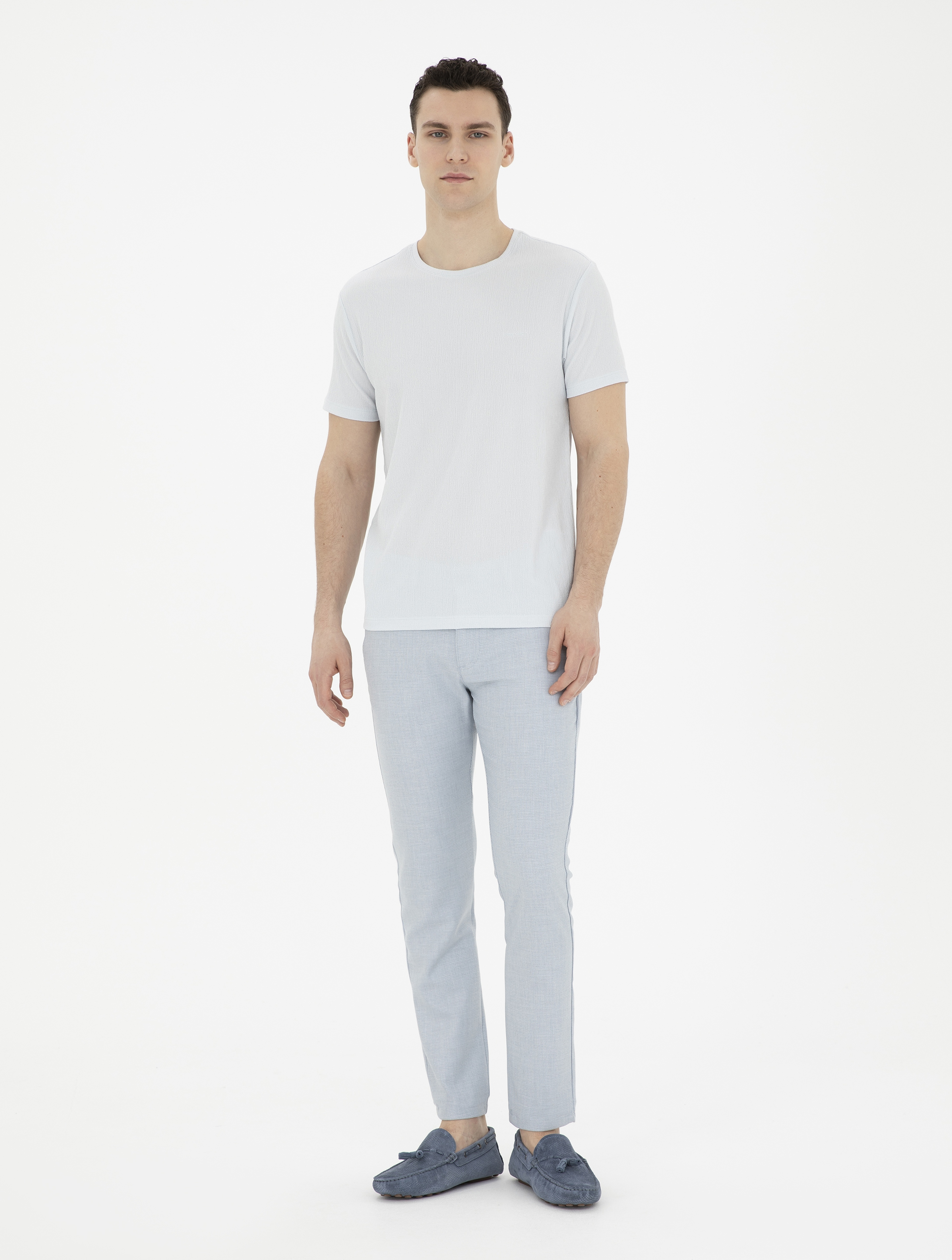 Açık Mavi Slim Fit Tişört - Image 4