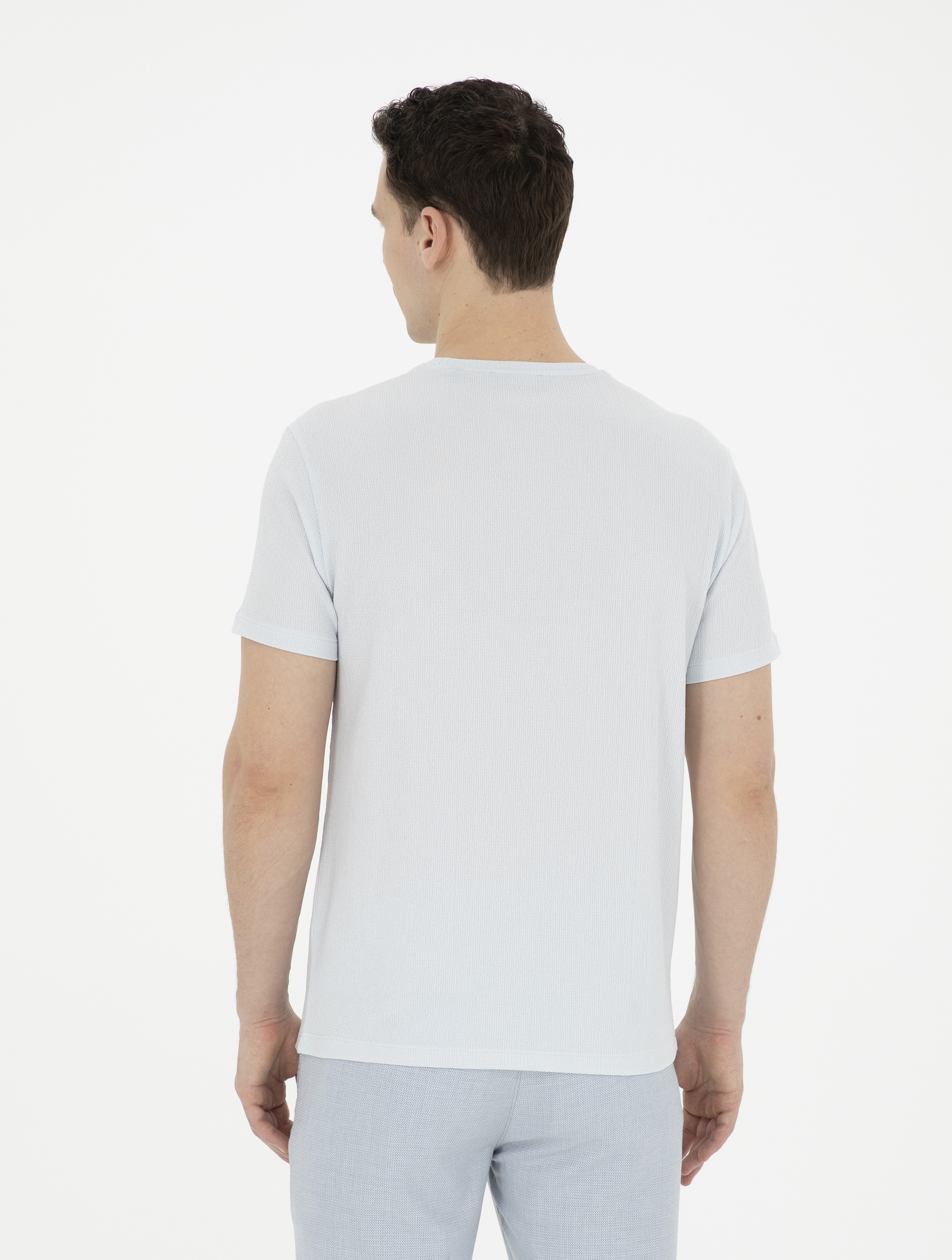 Açık Mavi Slim Fit Tişört - Image 5